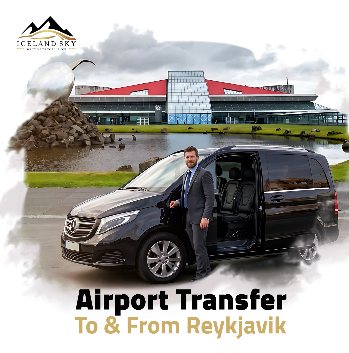 Keflavik to Reykjavik Scenic Transfer with Photos & Drinks