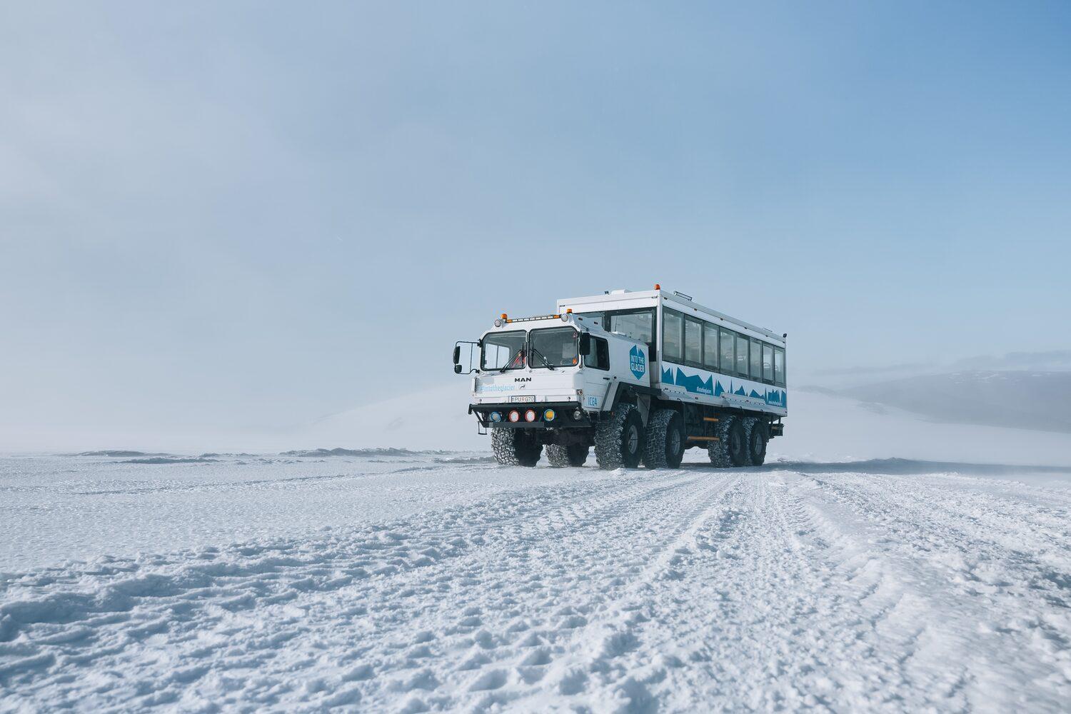 The view from atop Langjökull glacier, reachable only with a guide