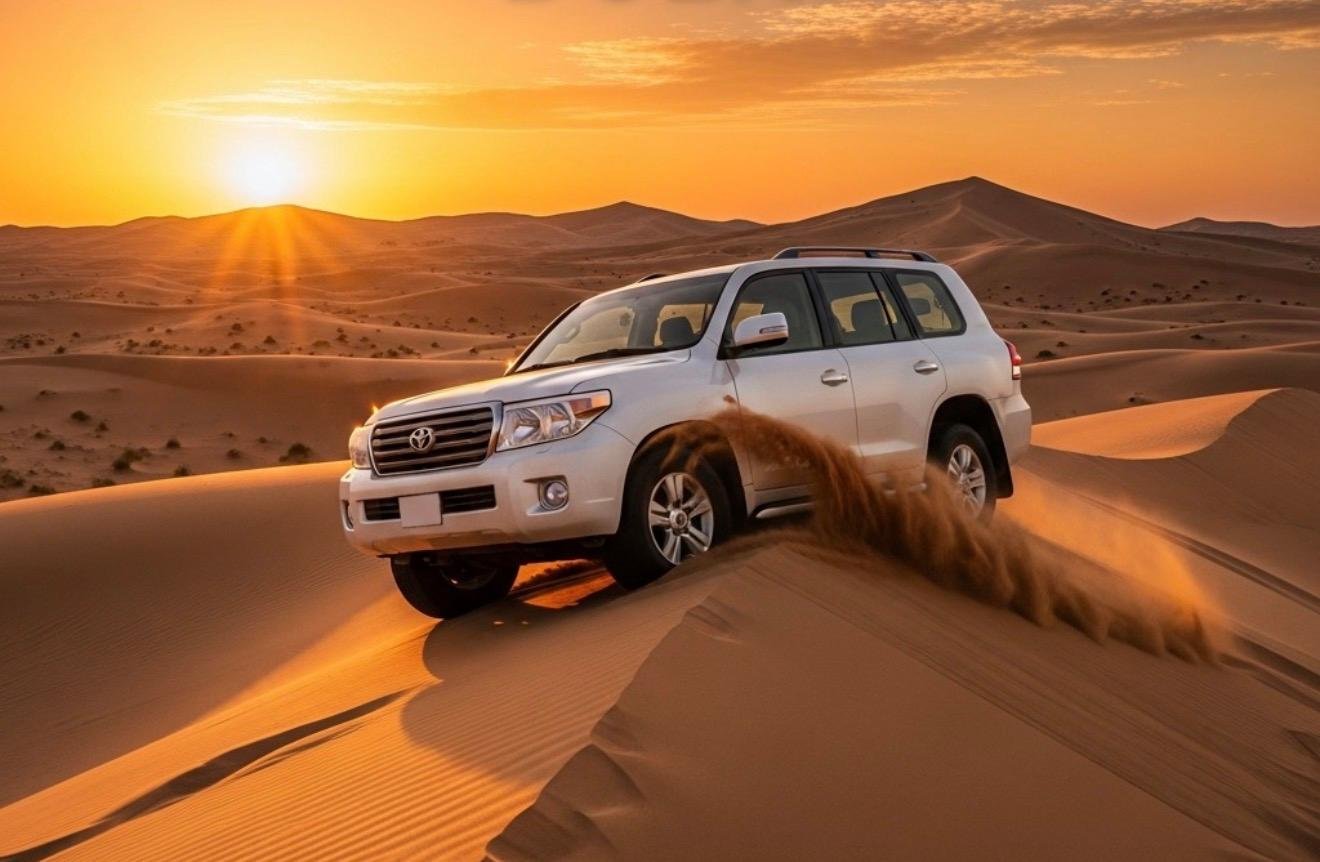 Doha Desert Safari: Sunset Dune Bashing, Camel Ride & Sandboarding