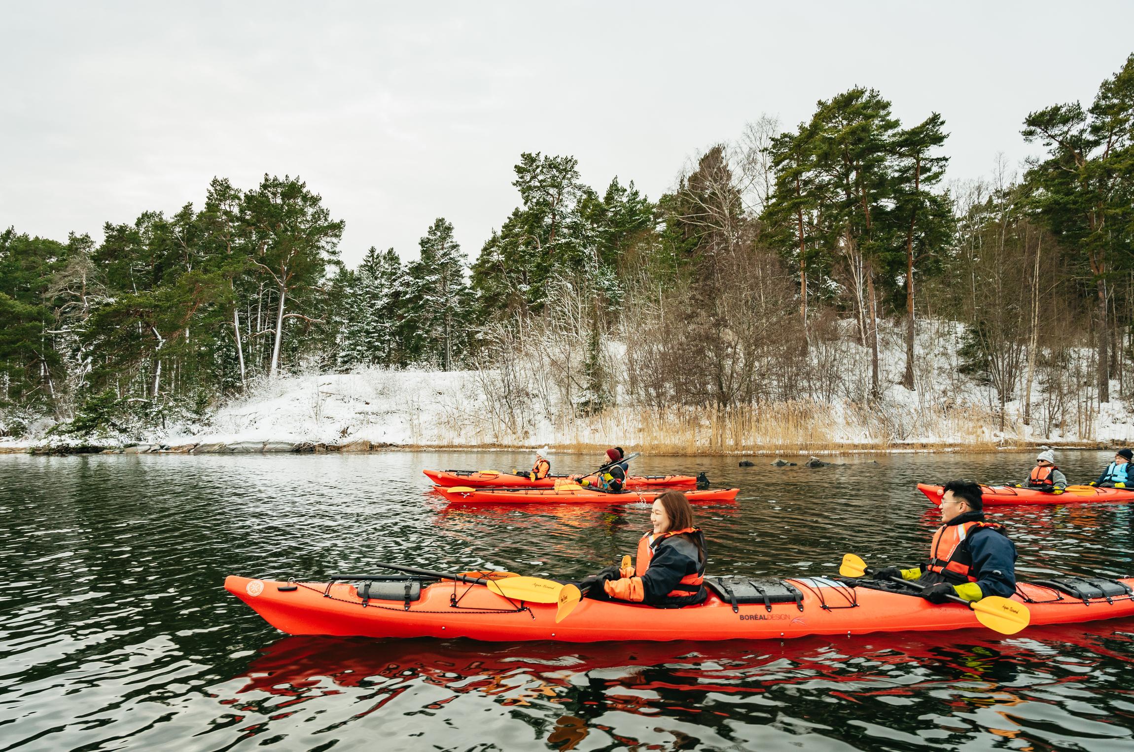 Winter Kayaking & Sauna in Stockholm Archipelago