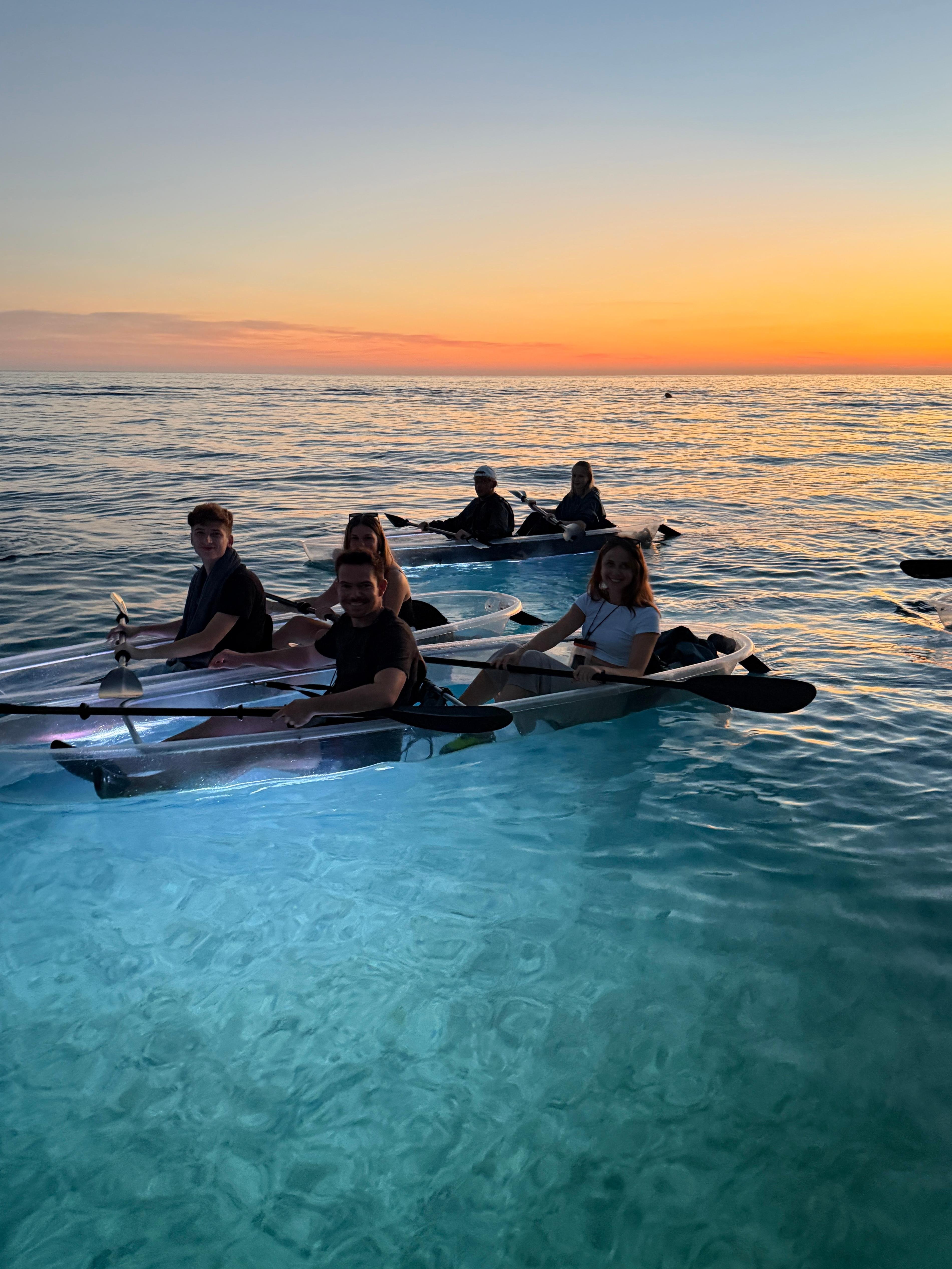 Pula: Transparent Kayak Sunset & Night Glow Tour