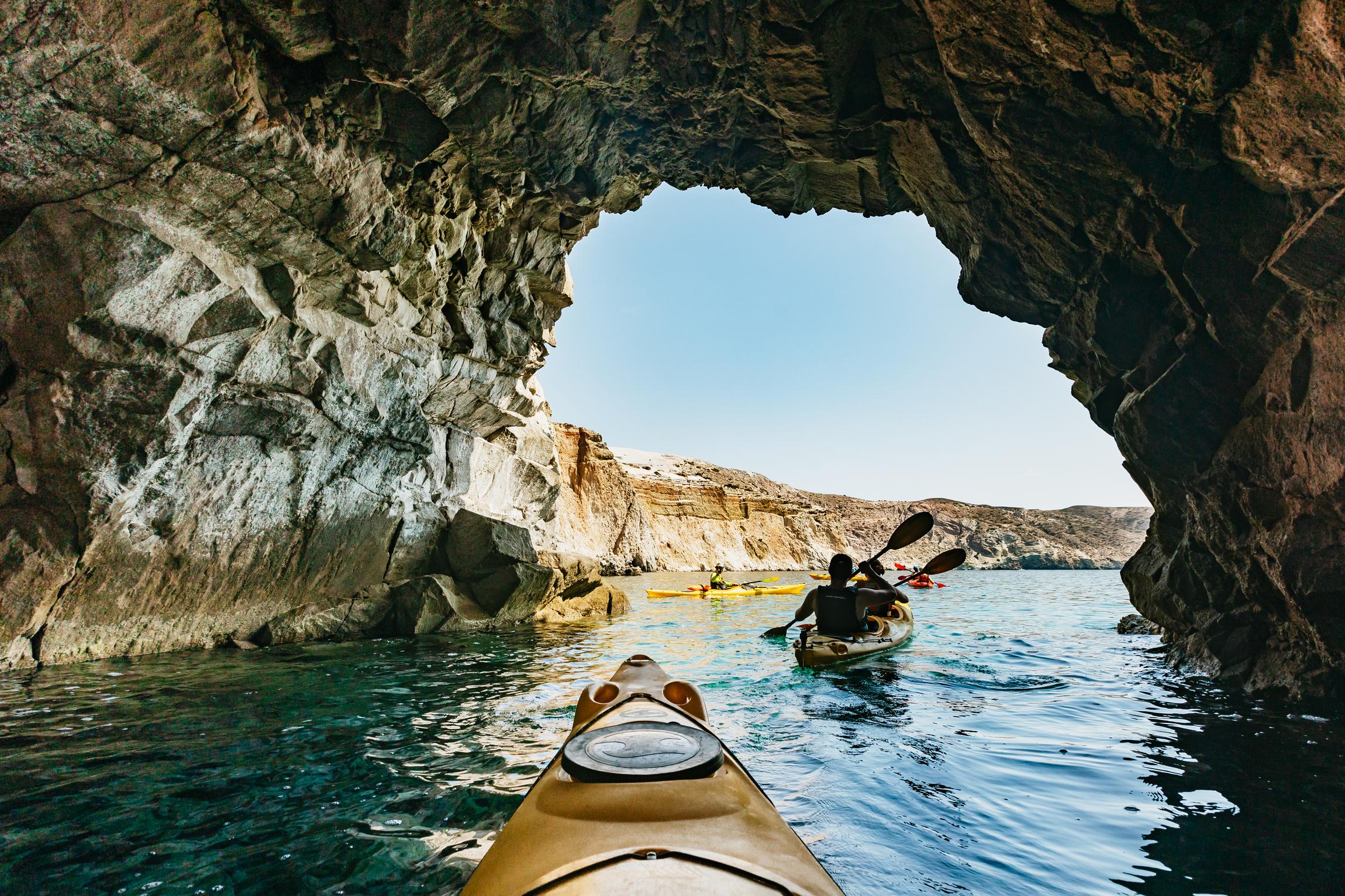 Milos kayak tour Tsigrado Gerakas sea caves south coast — image 12