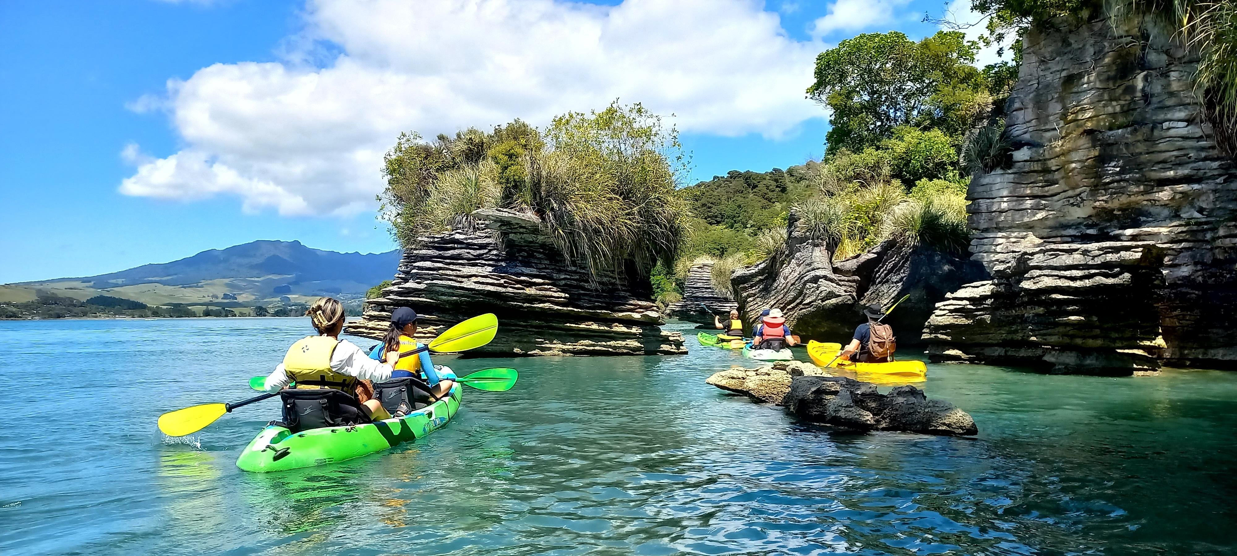 Guided Kayak Adventure Along Raglan's Limestone Coast
