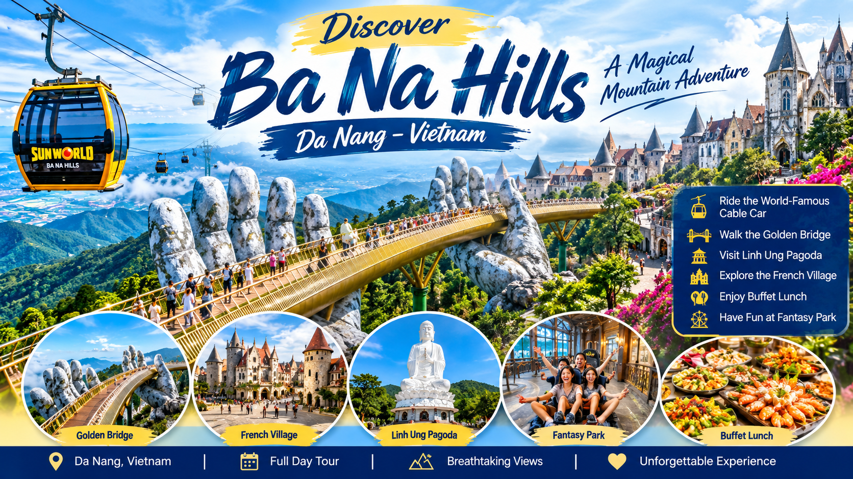 Ba Na Hills Day Tour from Da Nang: Golden Bridge, Cable Car & Buffet Lunch