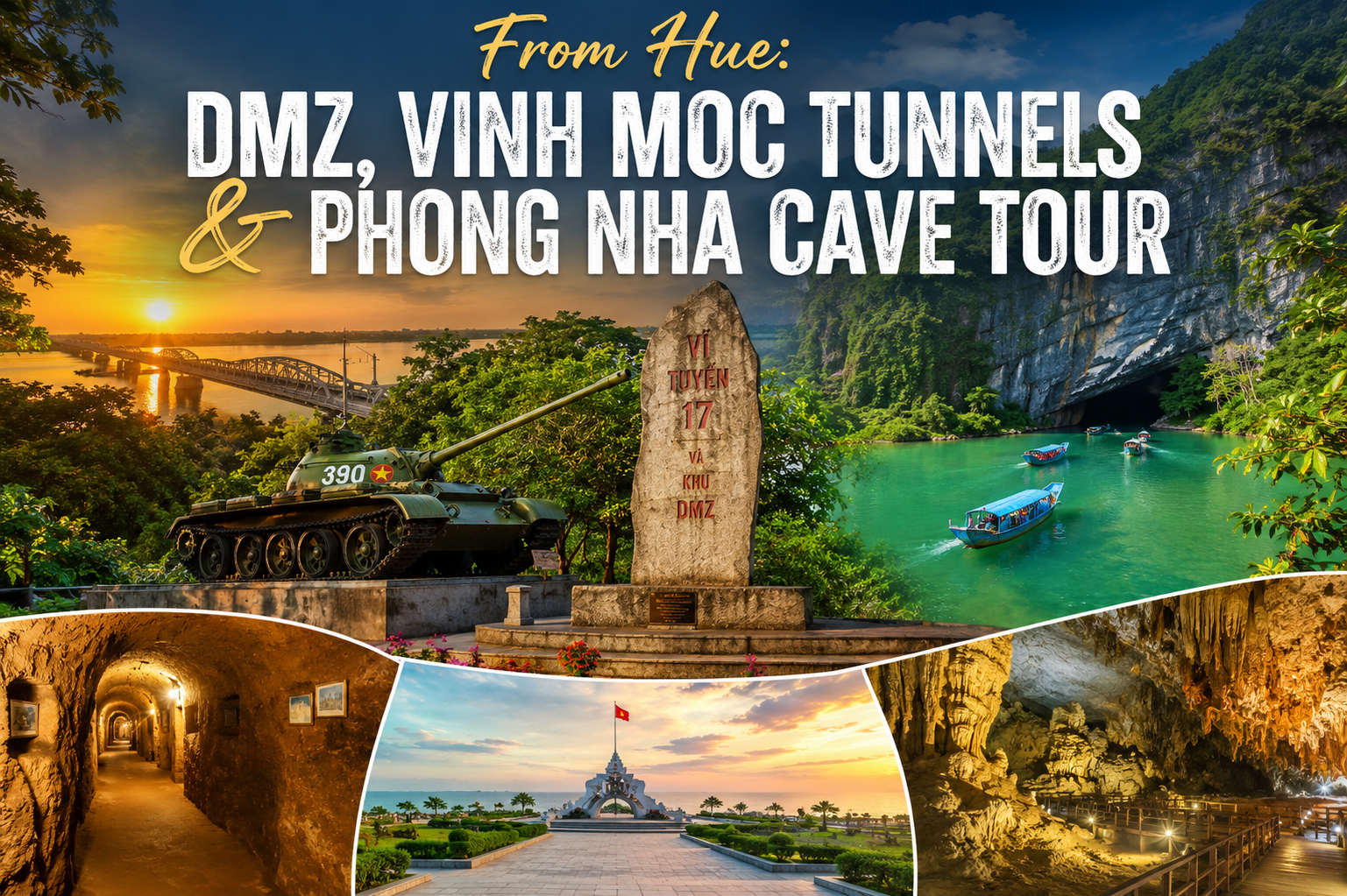 Full-Day DMZ, Vinh Moc Tunnels & Phong Nha Cave Adventure from Hue