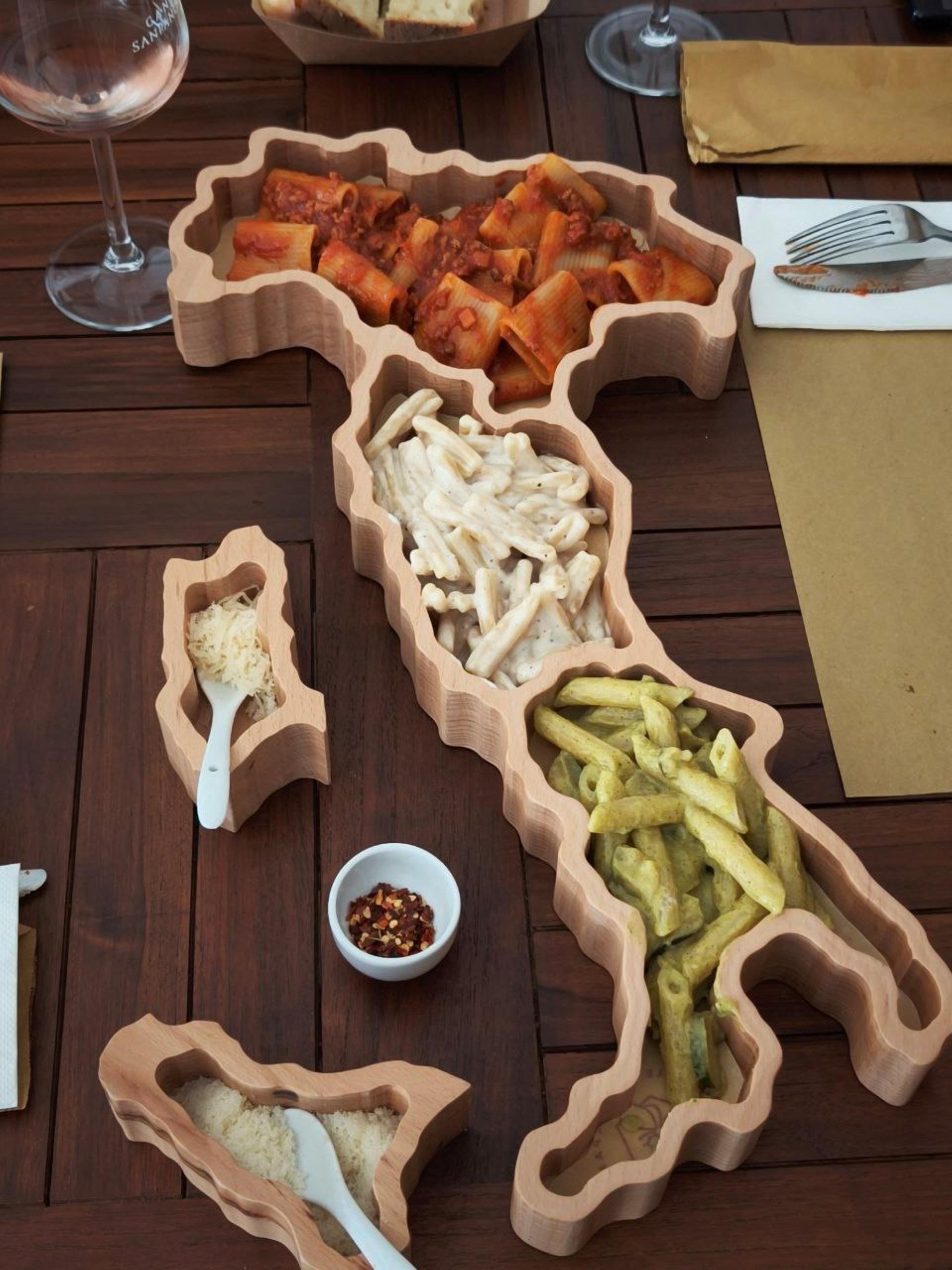 Pasta Tasting on Italy-Shaped Patented Board
