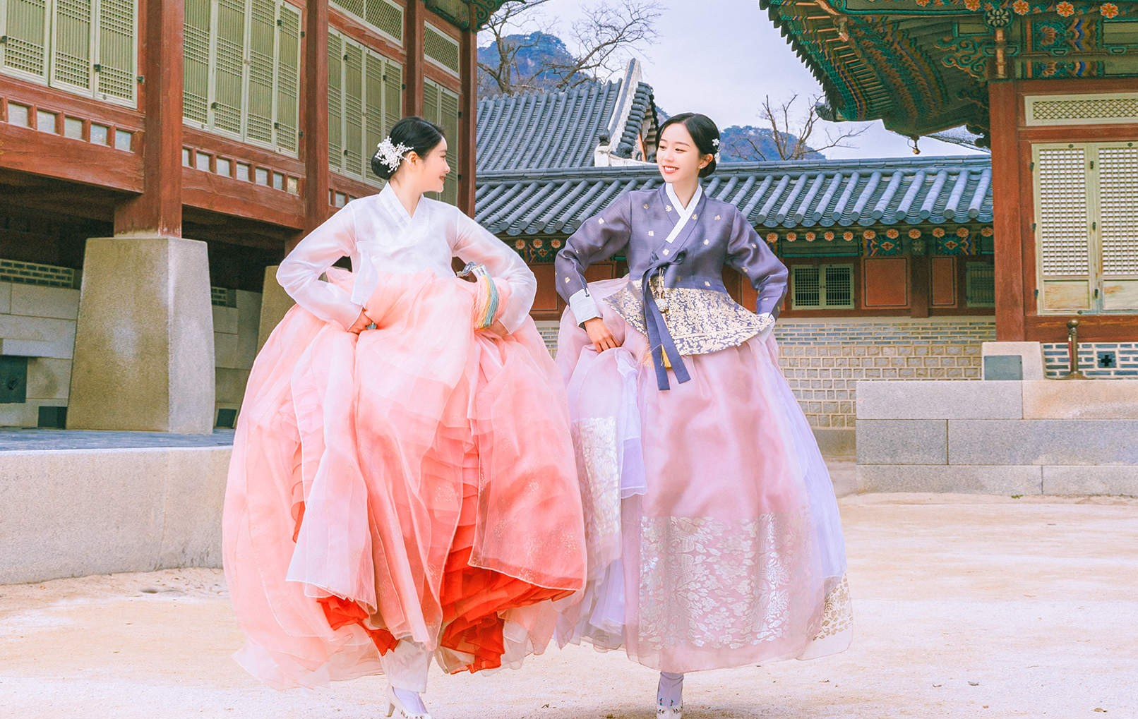 Hanbok Rental with Hairstyling at Hanboknam Gyeongbokgung — Seoul K-beauty experience photo 1