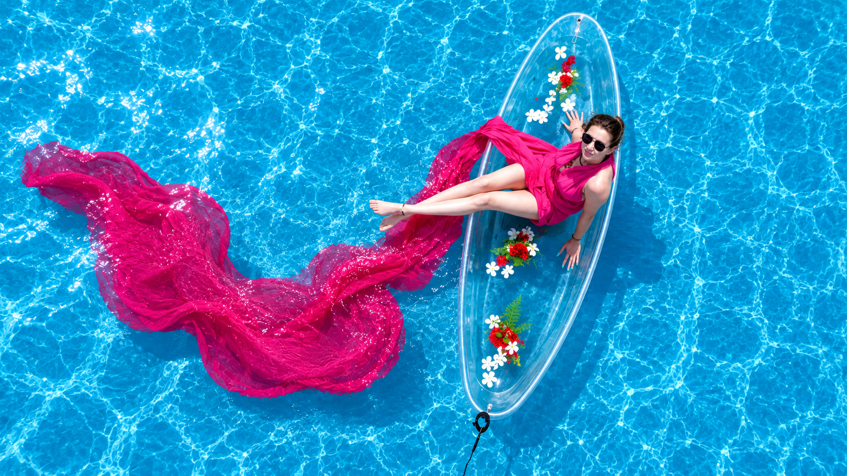 Transparent Kayak Ocean Photography with Aerial Drone