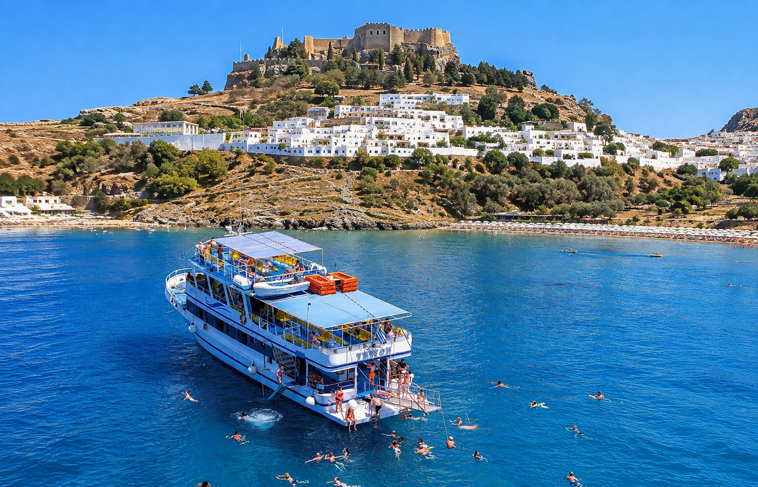 Rhodes Coastal Cruise to Lindos with Swim Stops