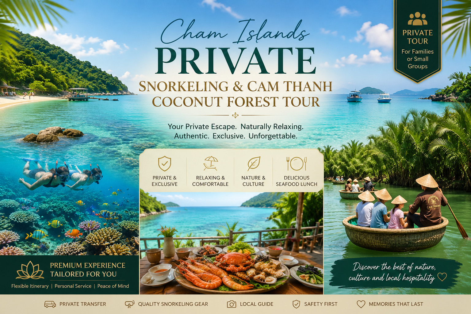 Private Cham Islands Snorkeling & Coconut Forest Day Trip