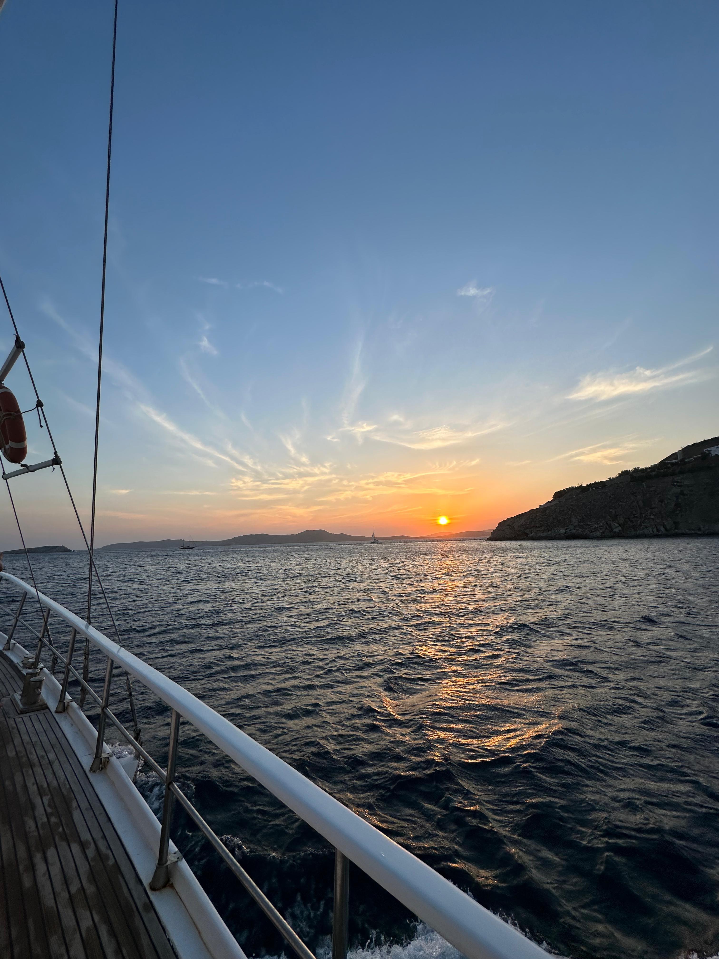 Mykonos Sunset Coastal Cruise with Dinner & Drinks