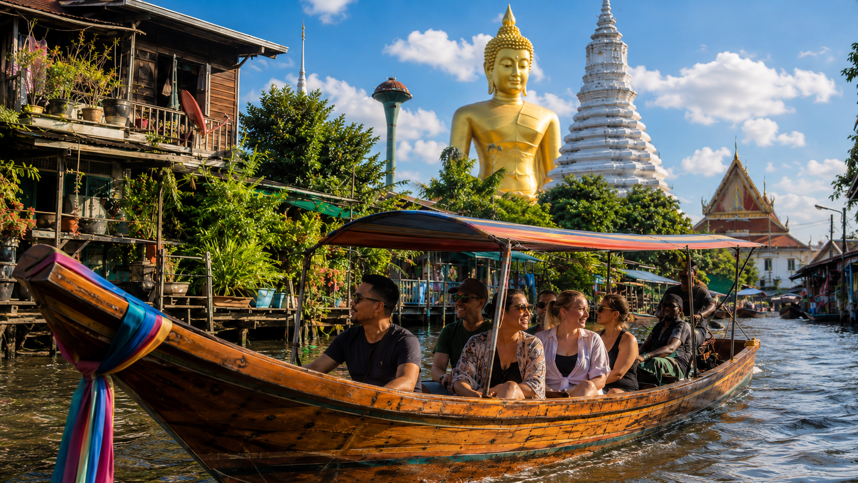 Thonburi Canal Boat Tour with Wat Paknam Big Buddha