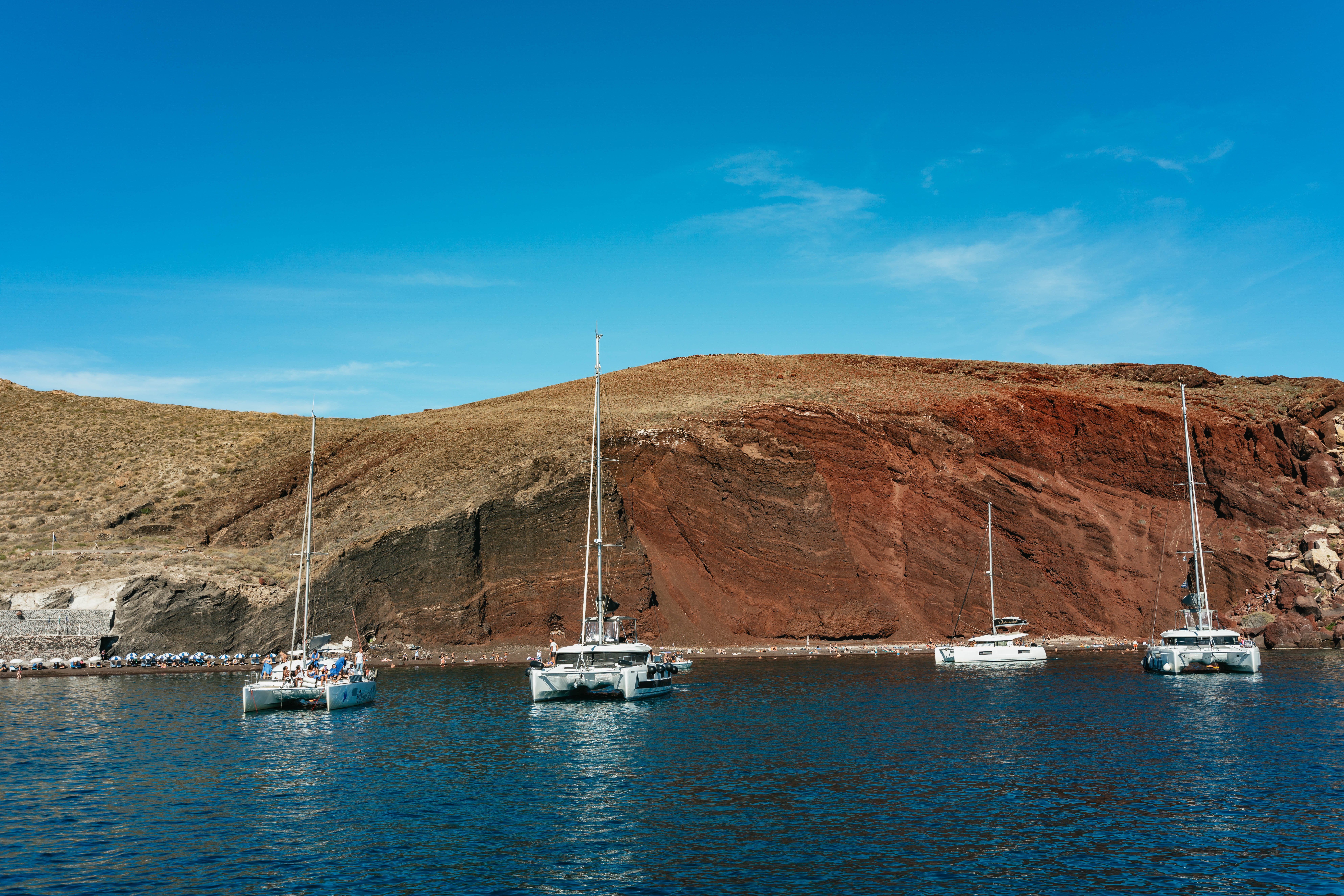Santorini Luxury Catamaran Cruise with BBQ & Drinks