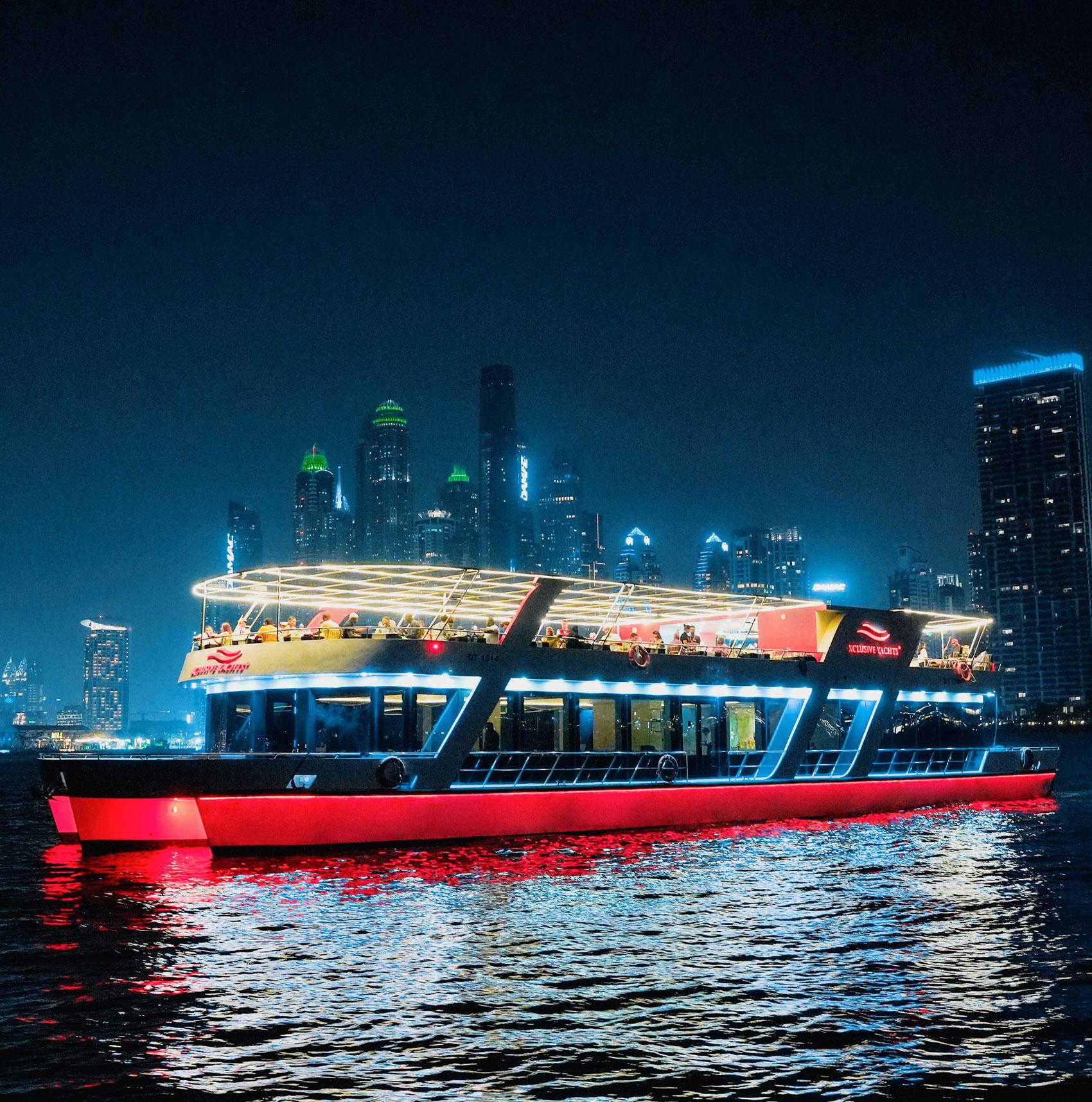 Dubai Marina Sunset & Dinner Cruise with Live Music & Open Bar