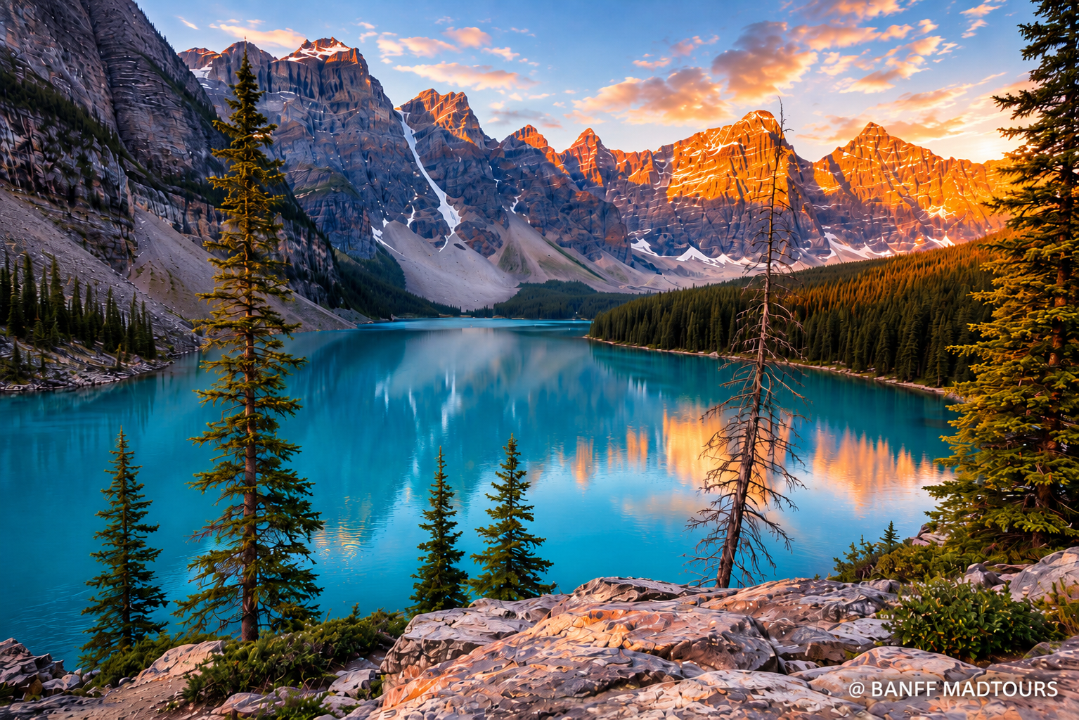 Moraine Lake Sunrise & Lake Louise Morning Tour