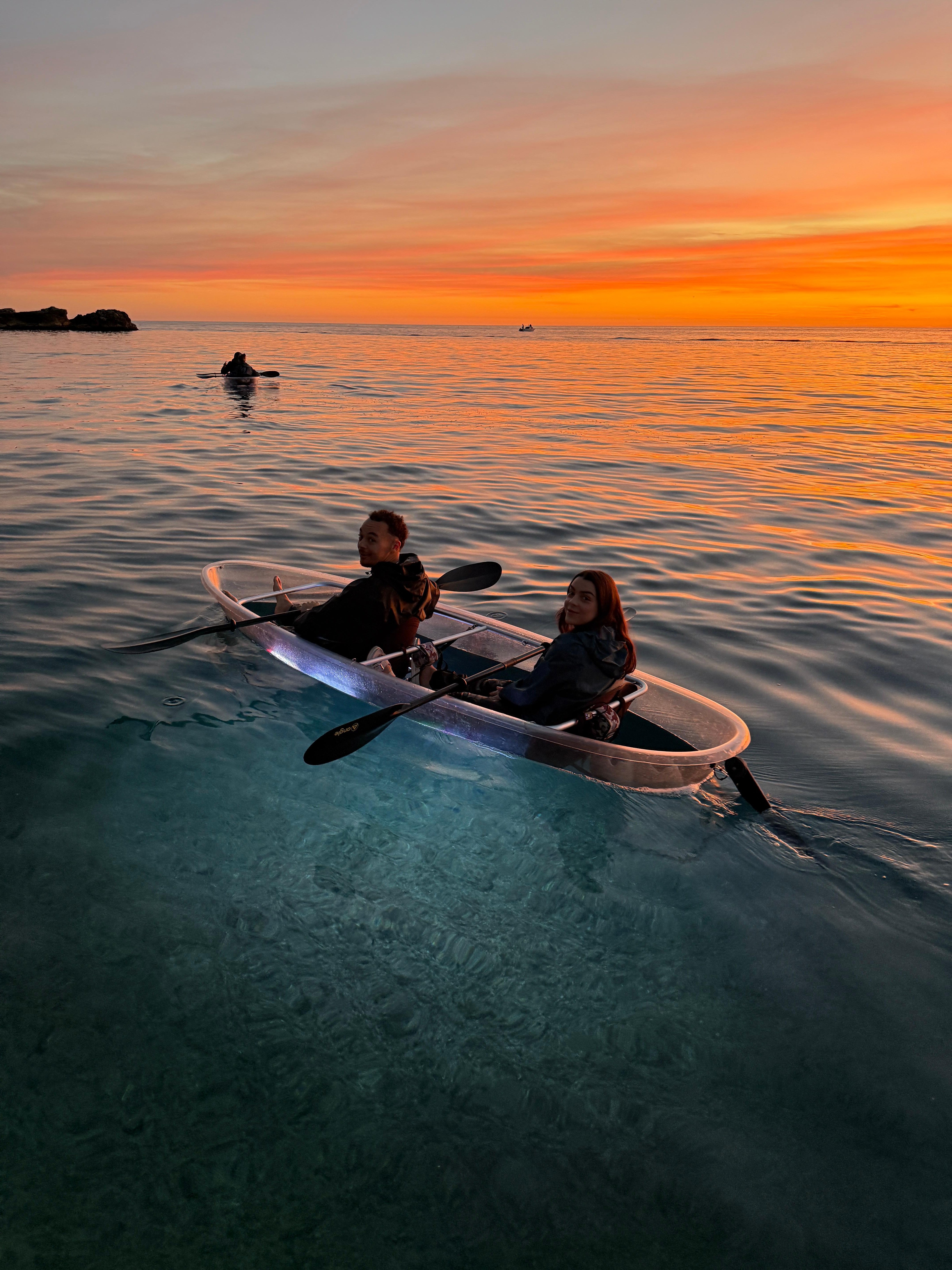 Pula: Transparent Kayak Sunset & Night Glow Tour