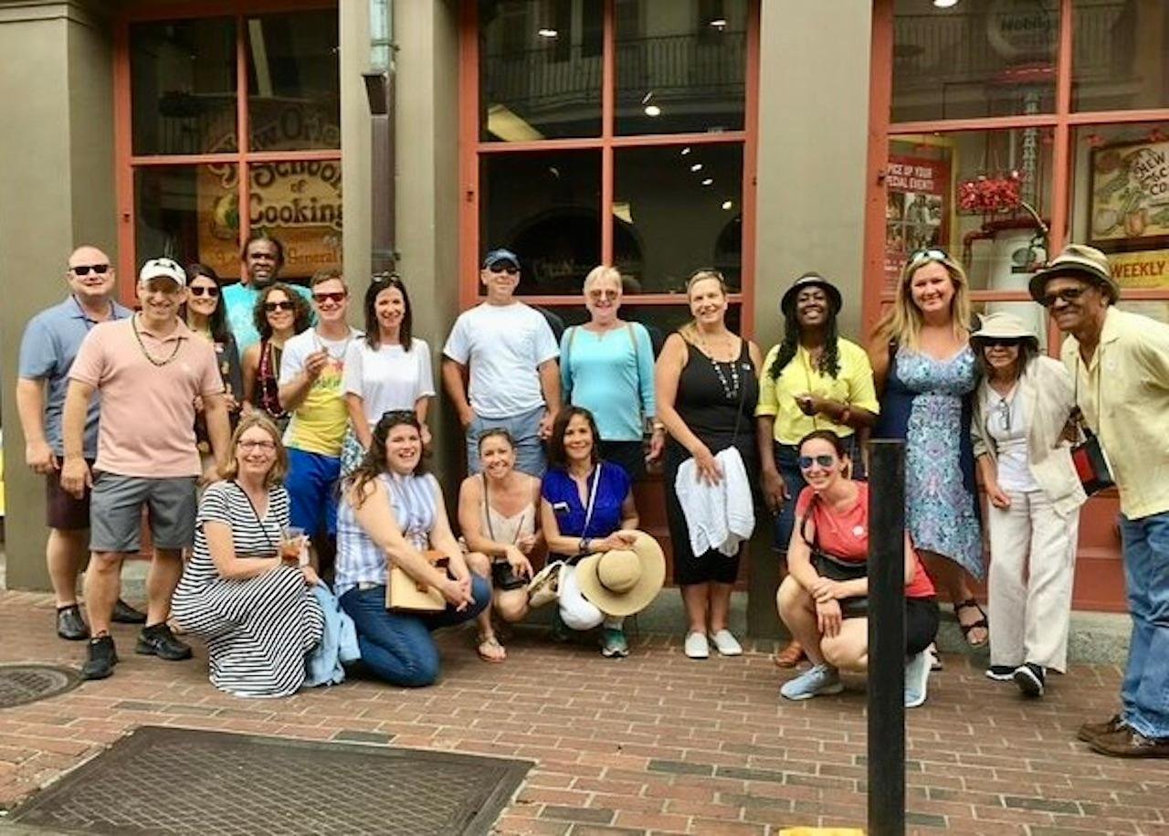 Cooking demonstration on a New Orleans culinary tour