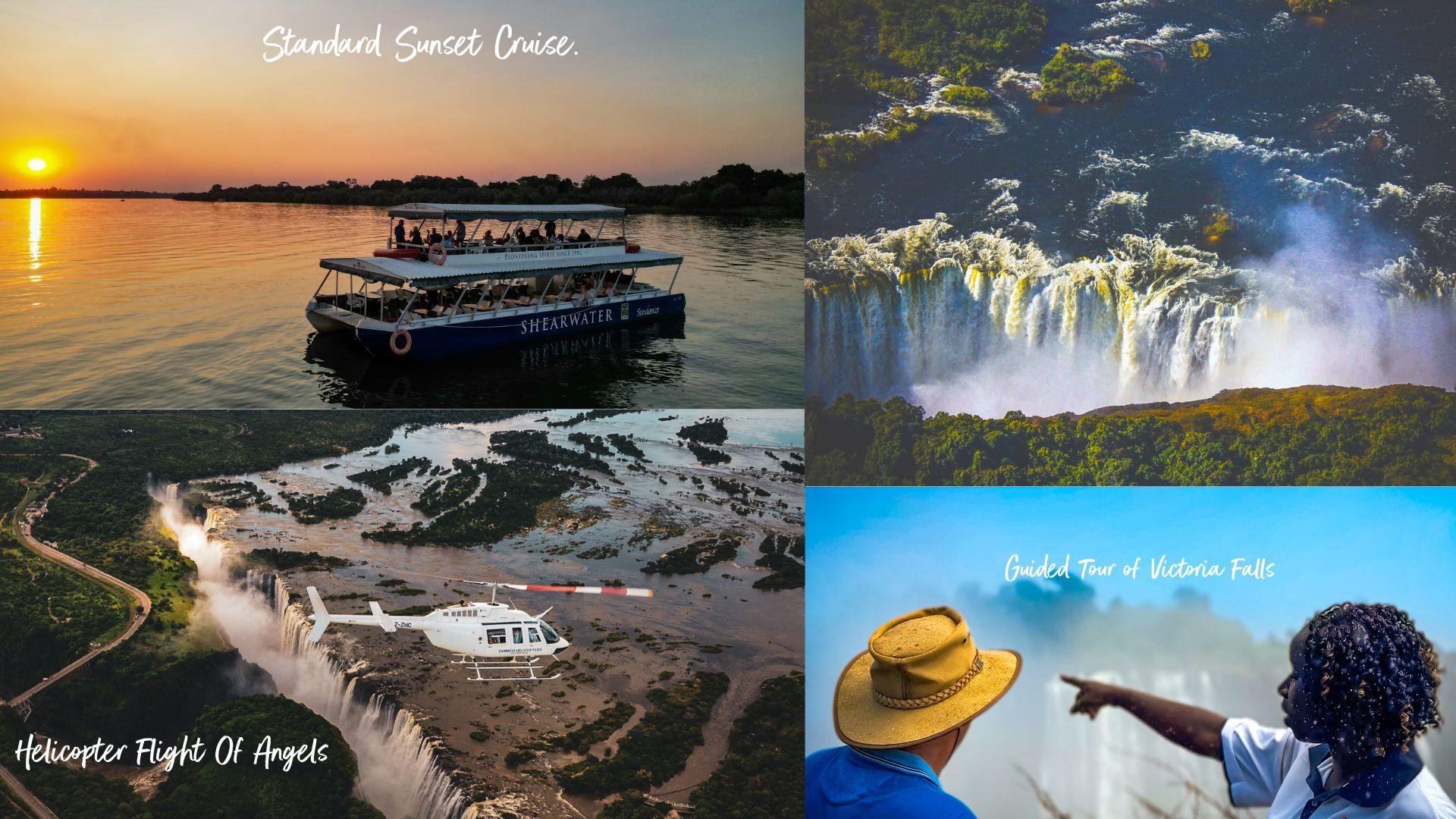 Victoria Falls Helicopter, Guided Walk & Sunset River Cruise