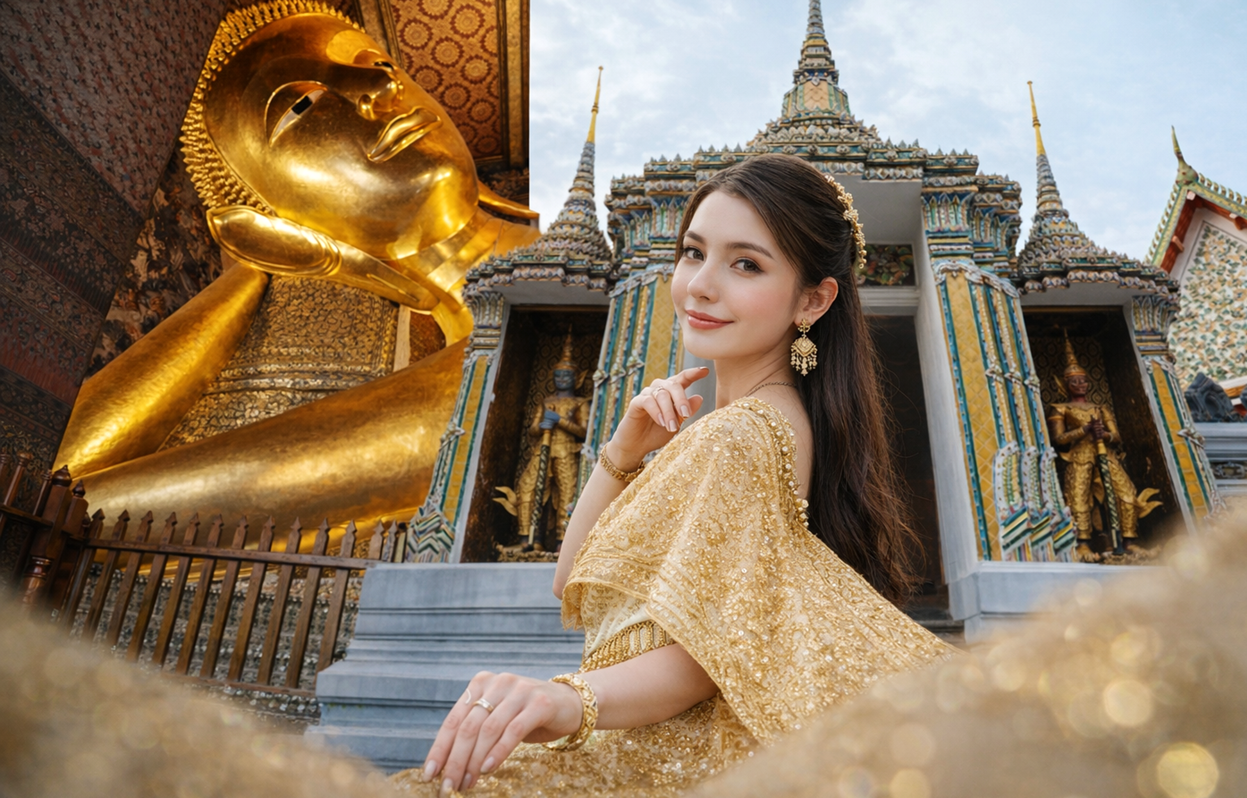 Traditional Thai Costume Photoshoot at Wat Pho