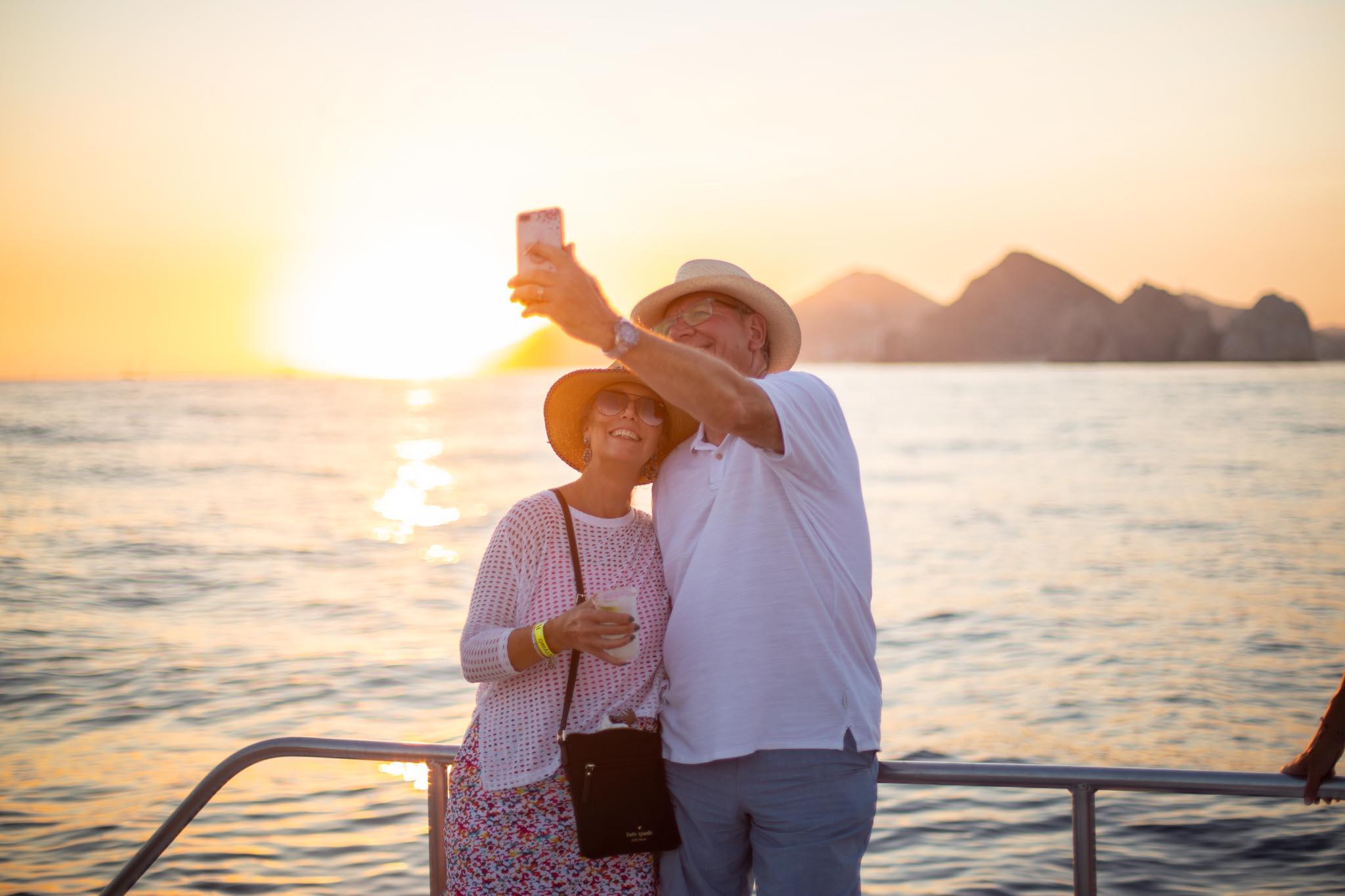 Cabo San Lucas Sunset Catamaran Cruise with Open Bar & Appetizers