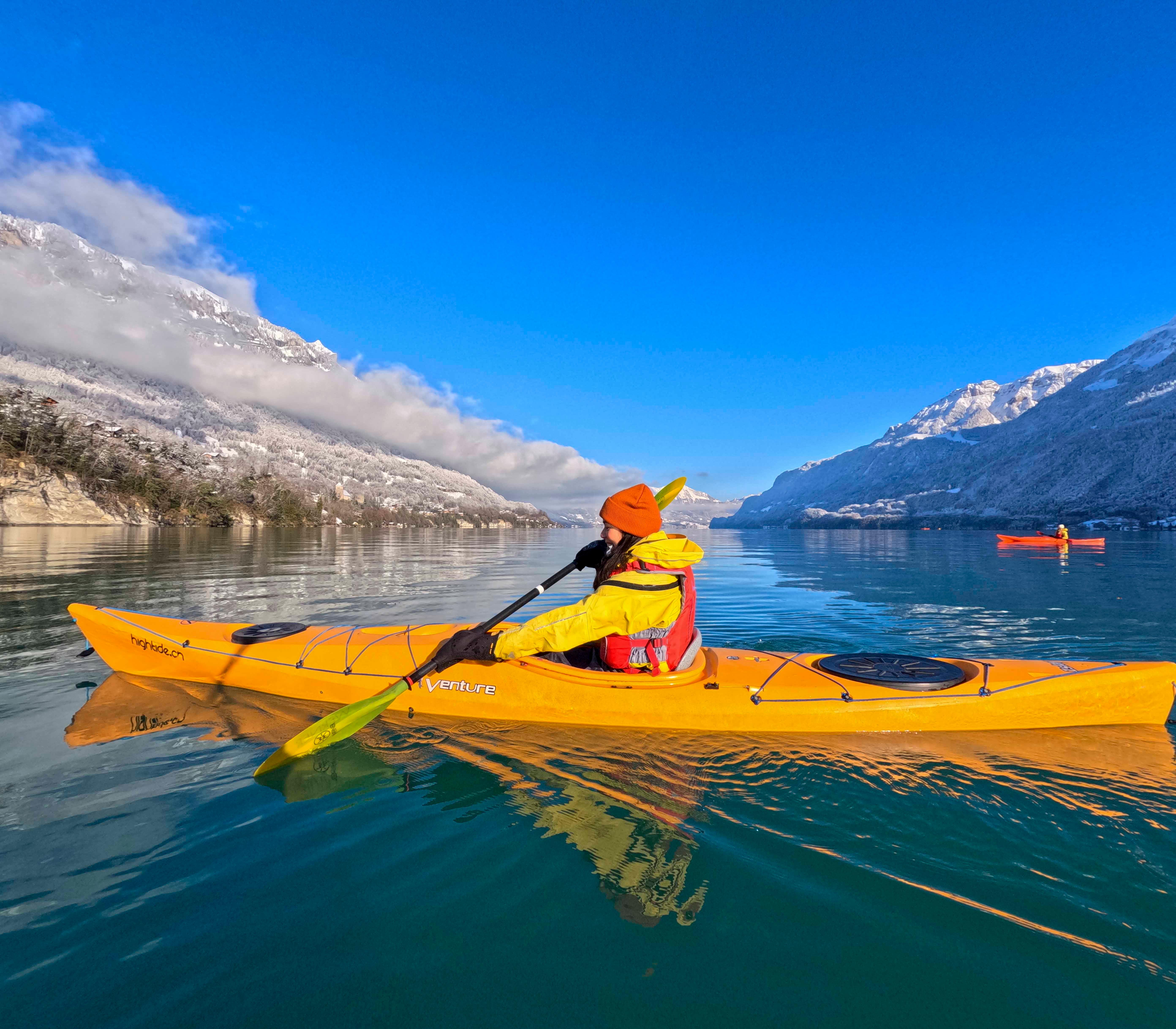 Small-Group Winter Kayaking on Lake Brienz