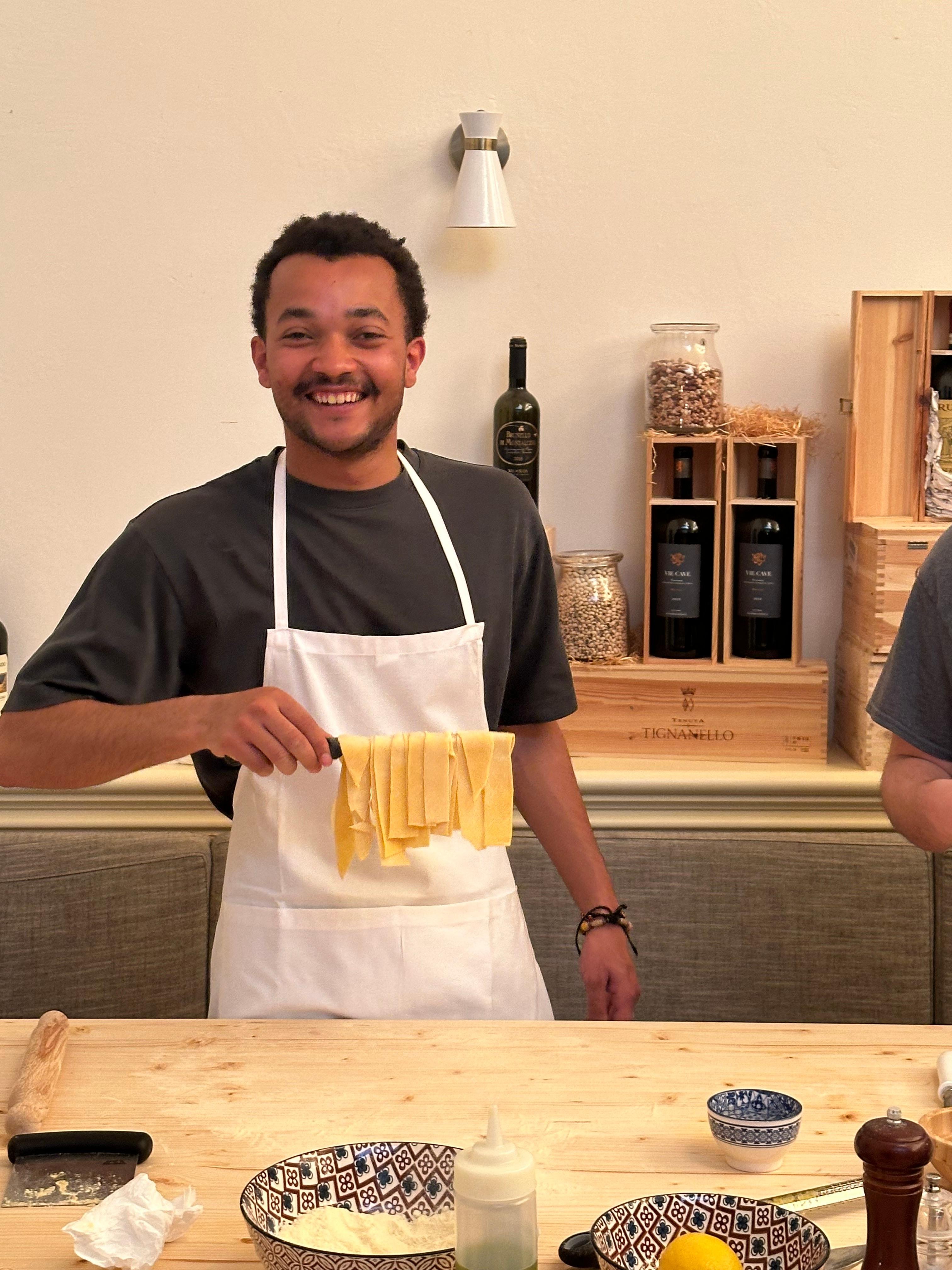 Pasta cooking class Florence — handmade pasta and Tuscan wine in medieval tower — image 7