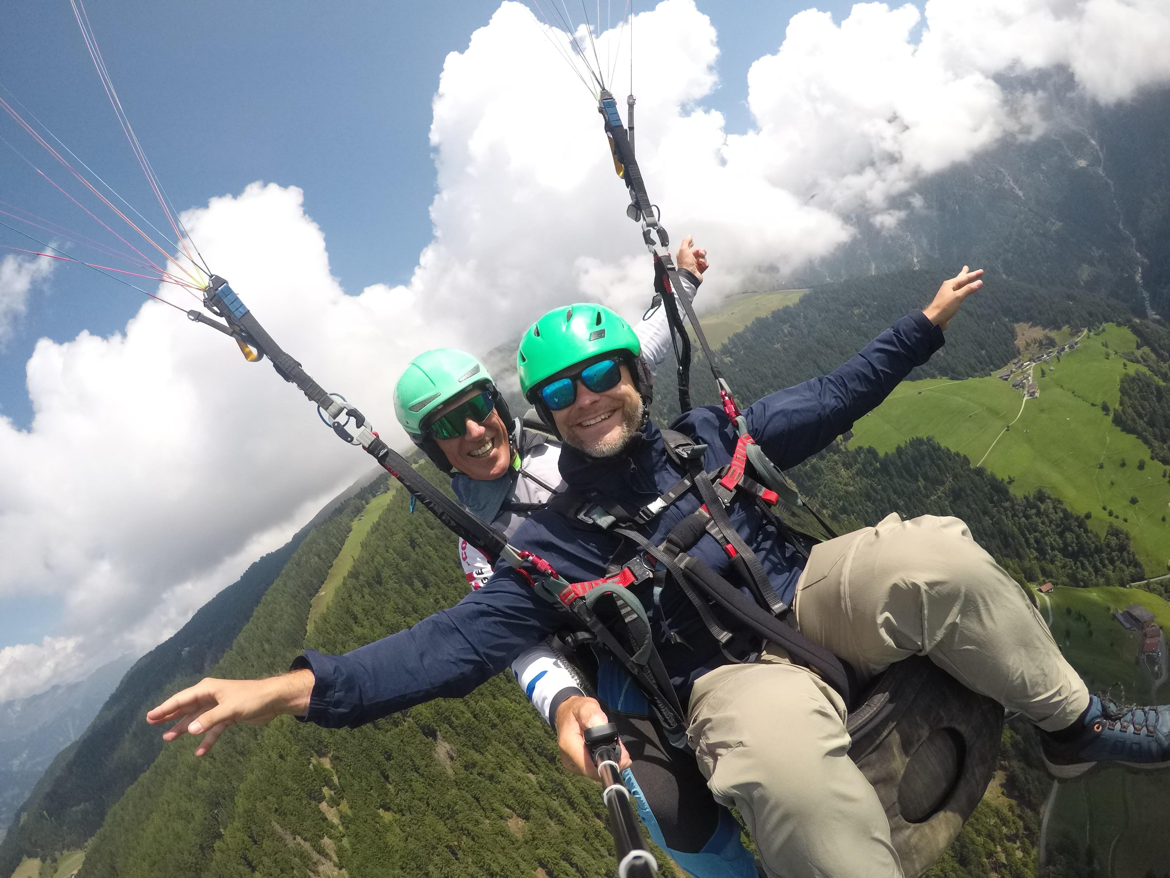 Tandem Paragliding Flight over Merano from Hirzer