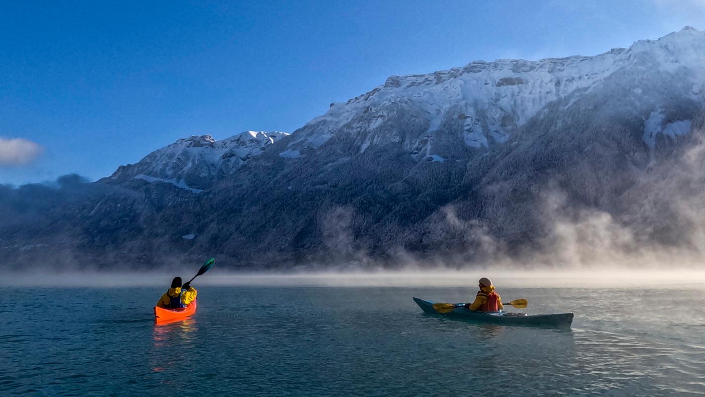 Small-Group Winter Kayaking on Lake Brienz