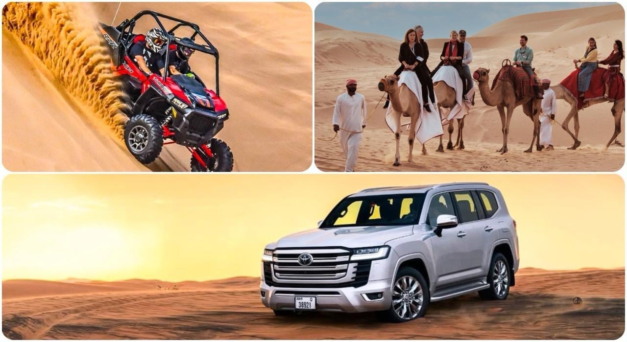 Doha Desert Safari: Sunset Dune Bashing, Camel Ride & Sandboarding