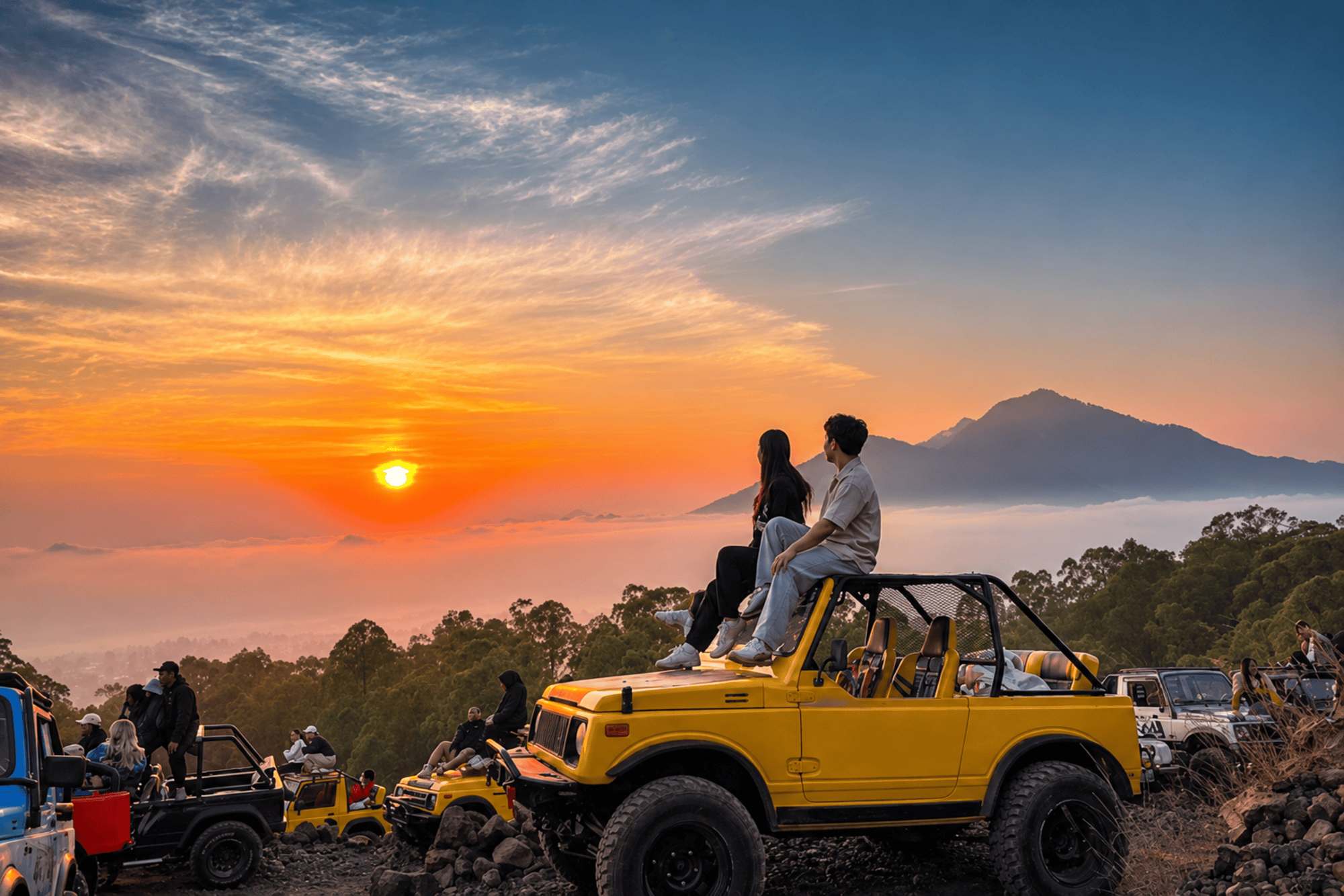 Kintamani 4x4 Jeep Sunrise Tour with Hot Springs & Rice Terraces
