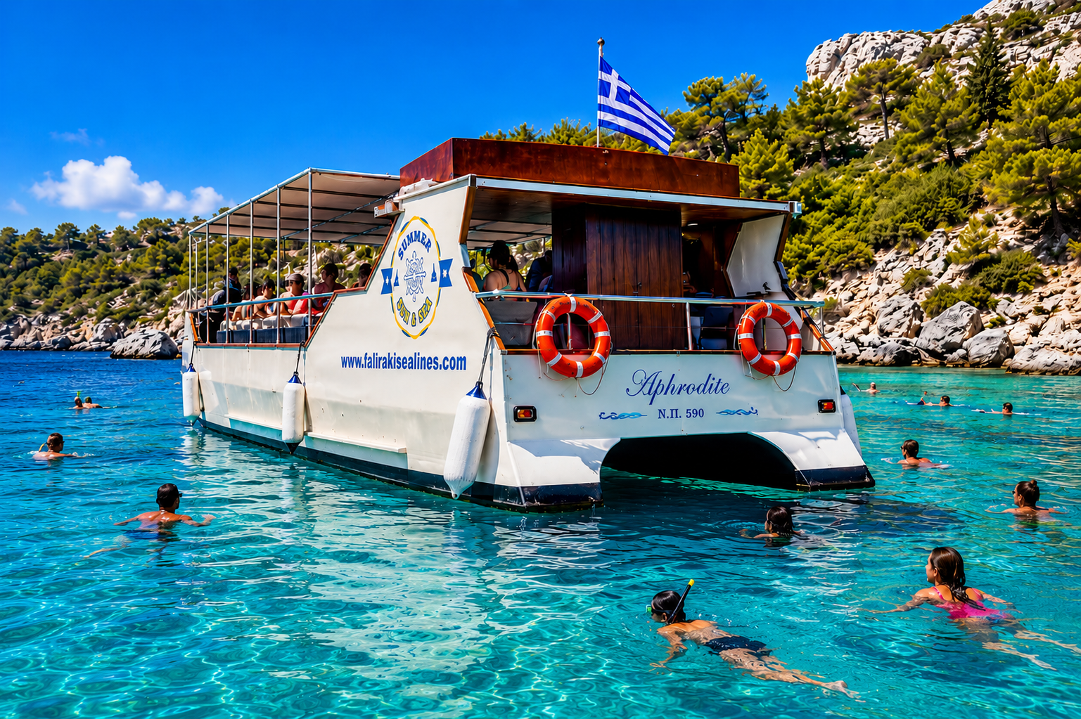 Rhodes Catamaran Cruise: Anthony Quinn Bay, Ladiko & Traganou Caves