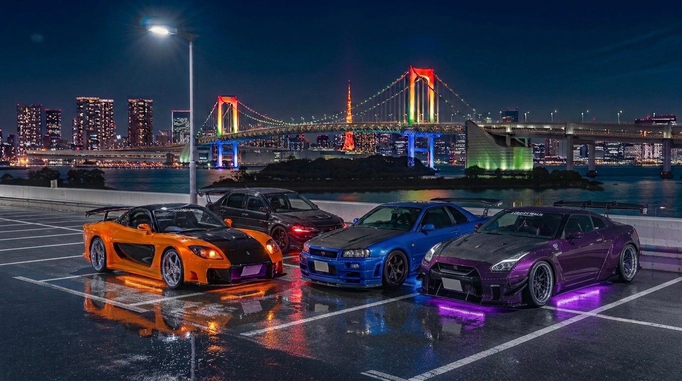 Tokyo: JDM Scene Tour with Daikoku PA & Tokyo Tower - JDM Tokyo tour car and night drive