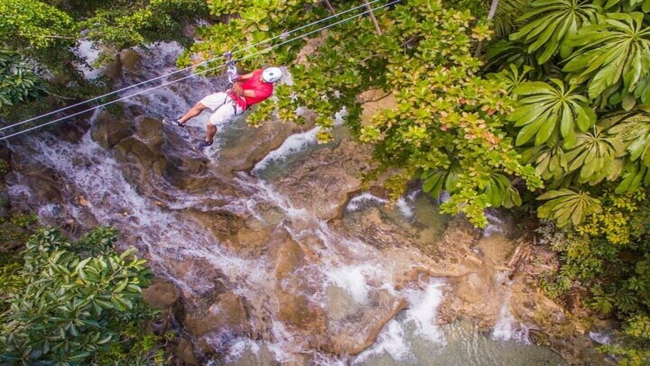 Ocho Rios 4-in-1: Dunn's River Falls Zipline, Horseback Swim & Bamboo Rafting