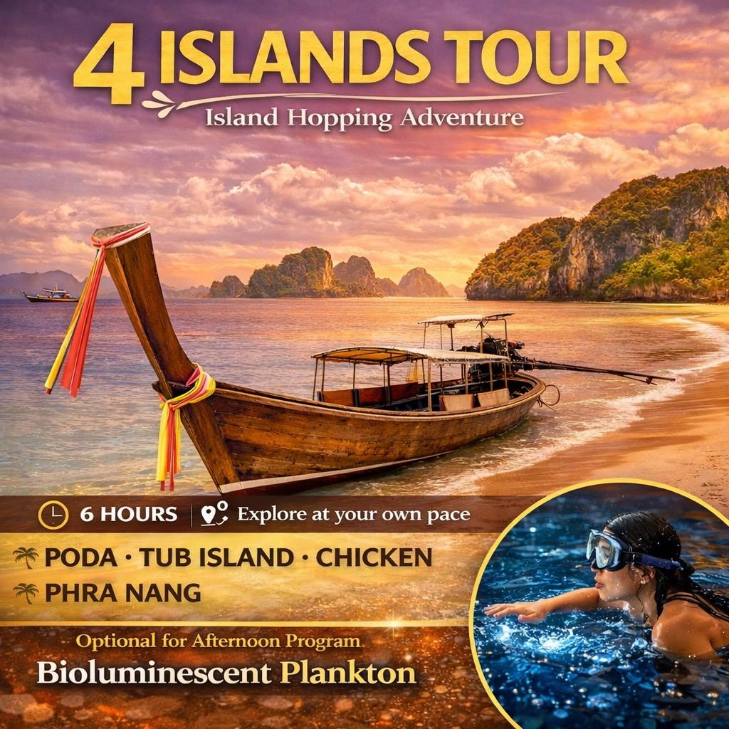Krabi Private 4-Island Charter with Snorkeling
