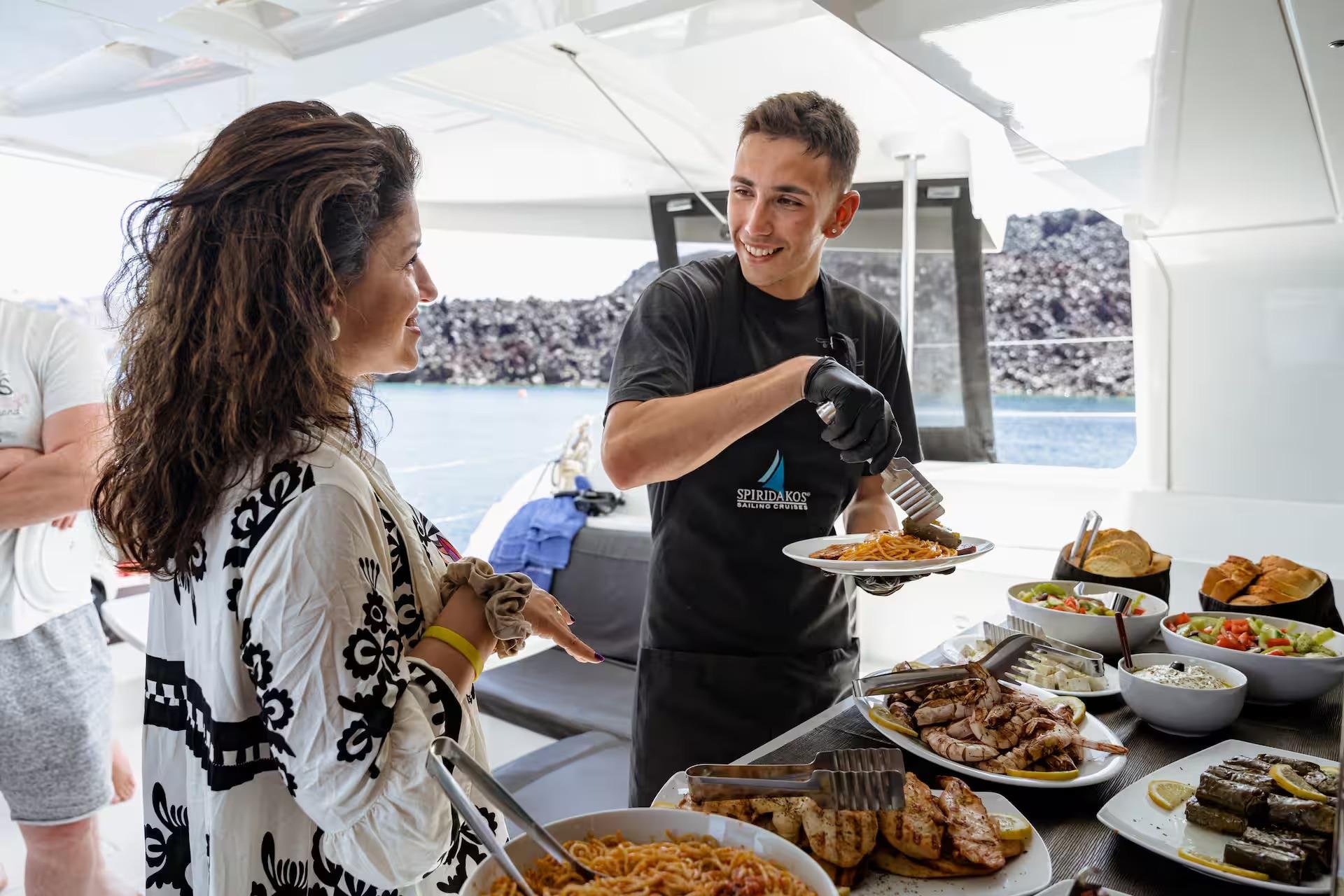 Santorini Luxury Catamaran Cruise with BBQ & Drinks