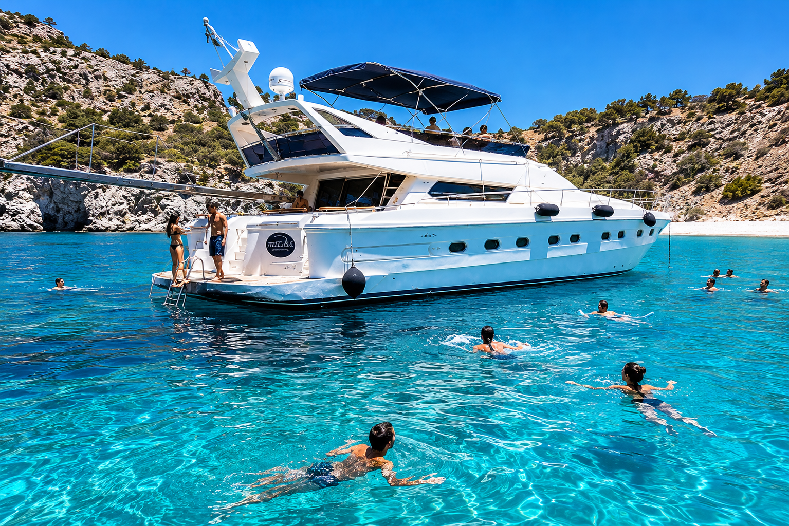 Half-Day Motor Yacht Cruise with Beach Swimming & Buffet