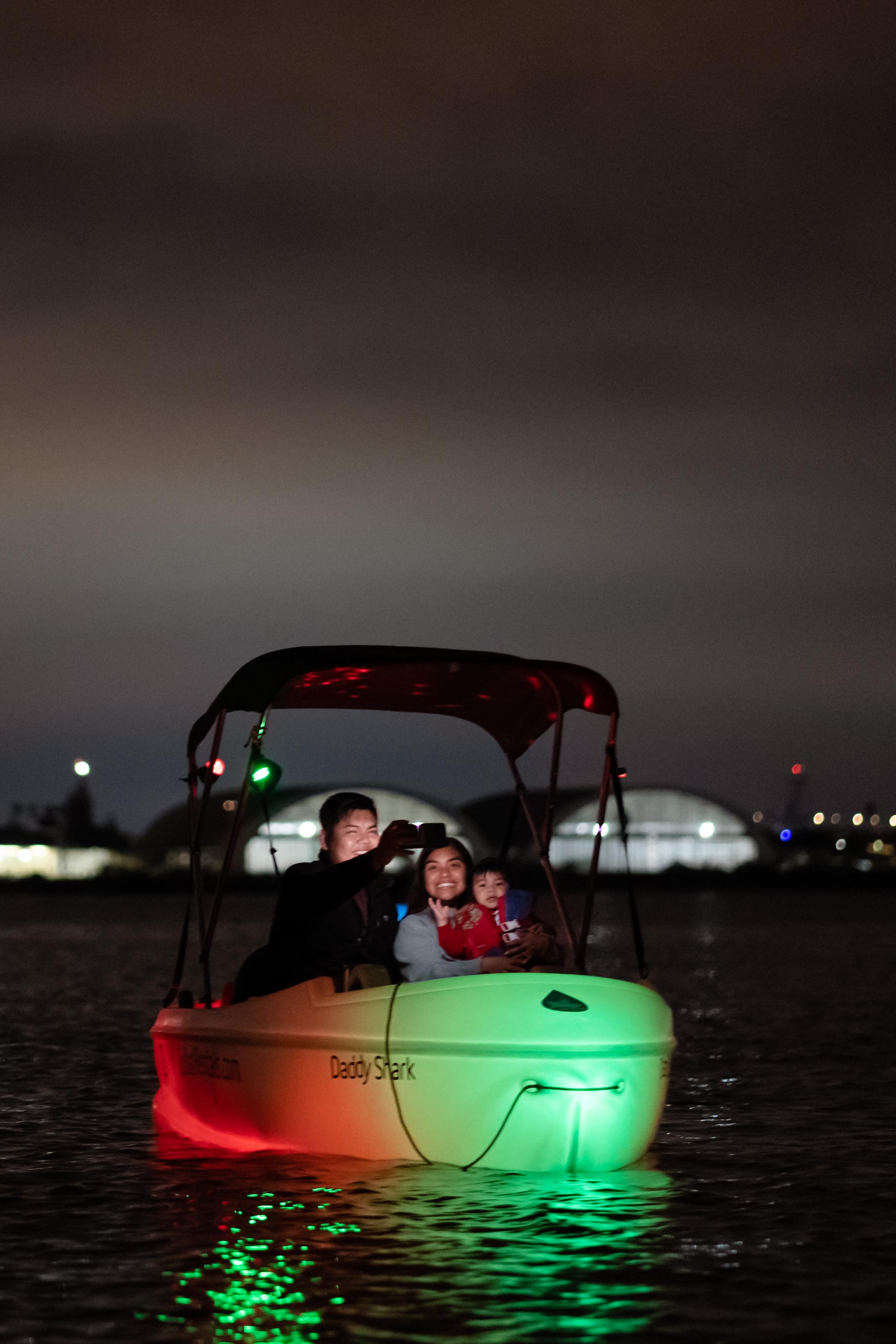 Illuminated Pedal Boat Evening on San Diego Bay