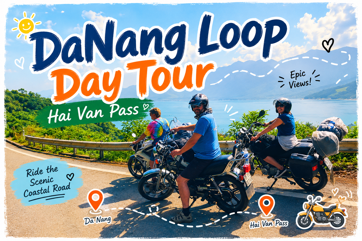 Hai Van Pass Easy Rider Motorbike Tour with Swim Stop