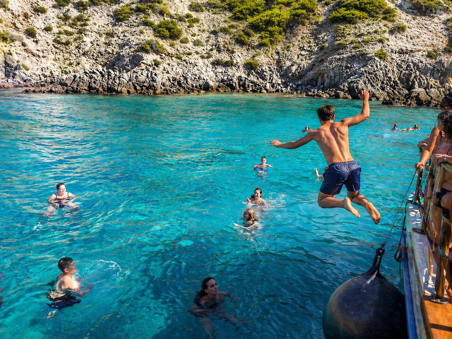 Three-Island Voyage: Nisyros Volcano, St. Antonios & Yali with BBQ