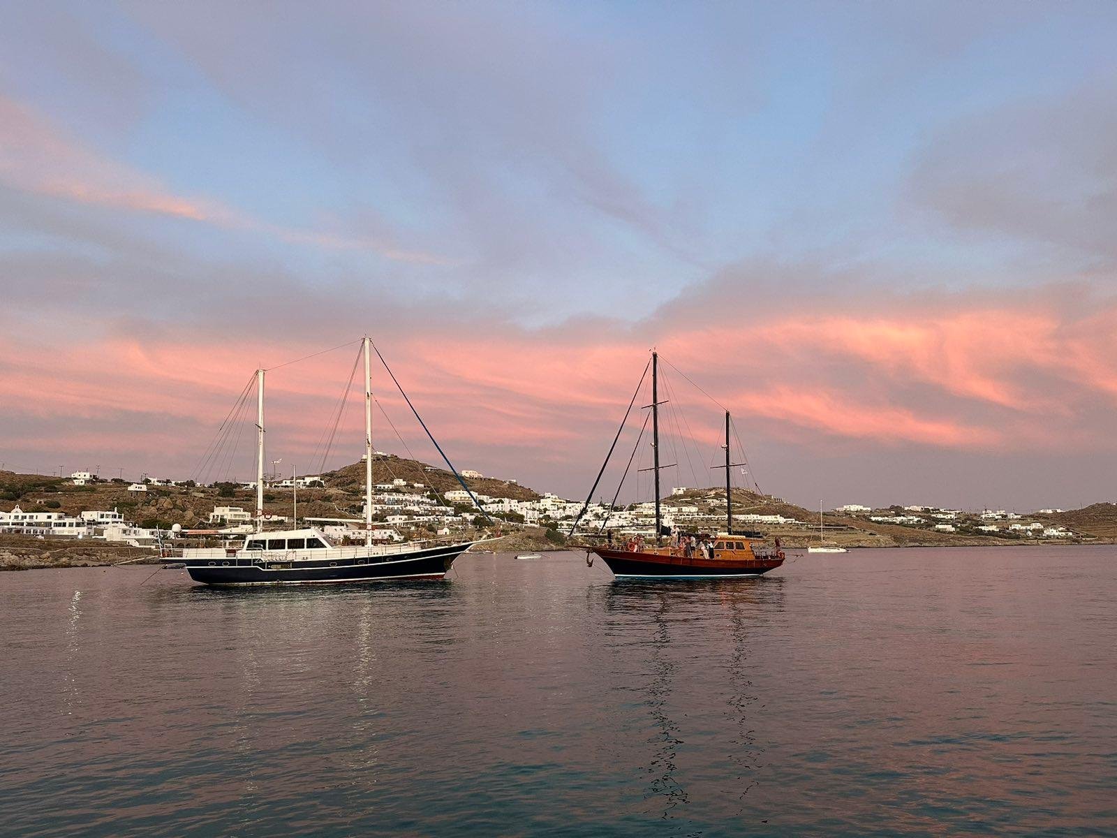 Mykonos Sunset Coastal Cruise with Dinner & Drinks