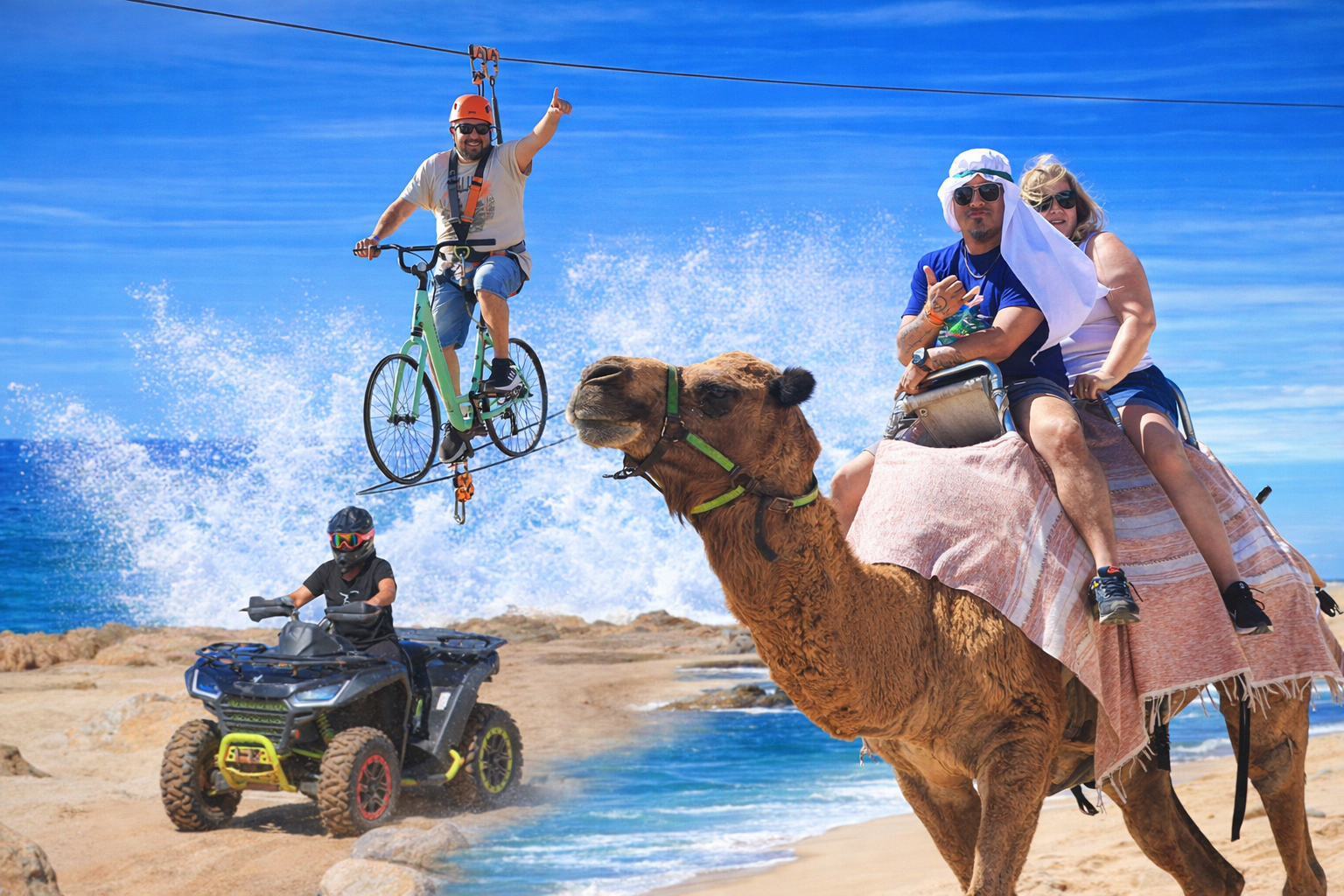 Desert ATV, Camel Trek & Sky Bike Adventure with Tequila