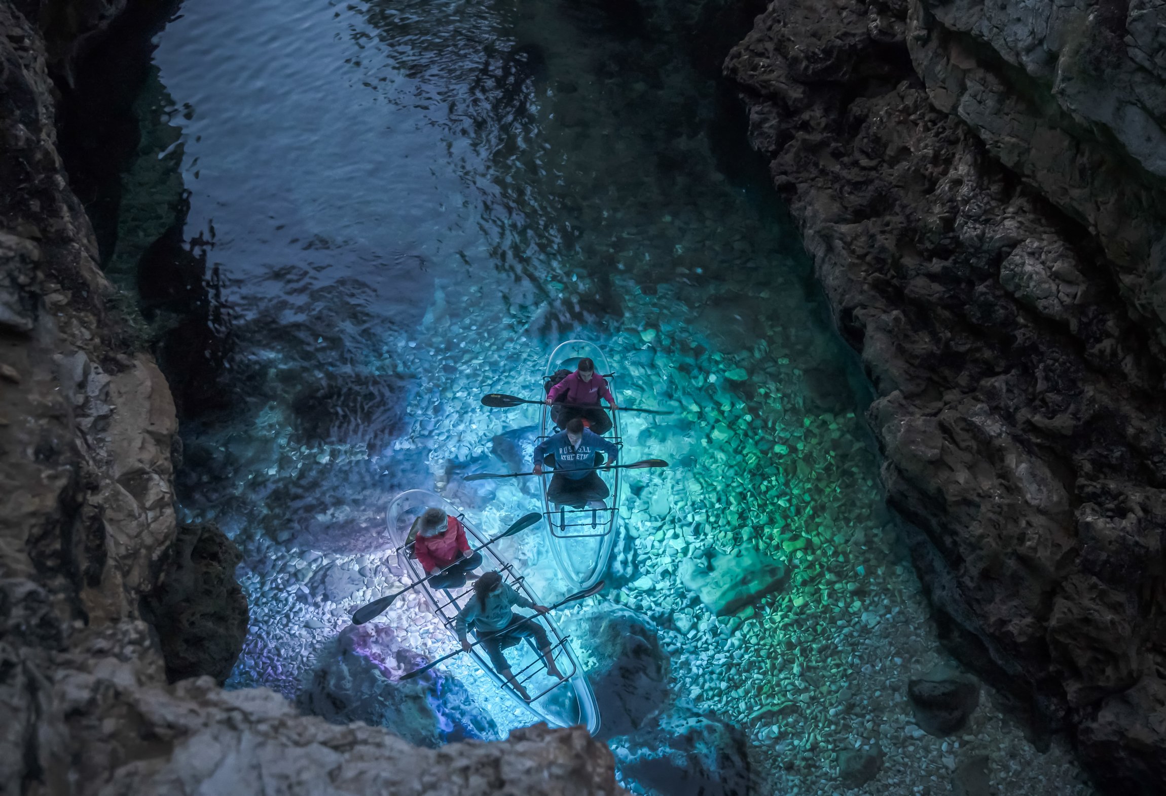 Pula: Transparent Kayak Sunset & Night Glow Tour