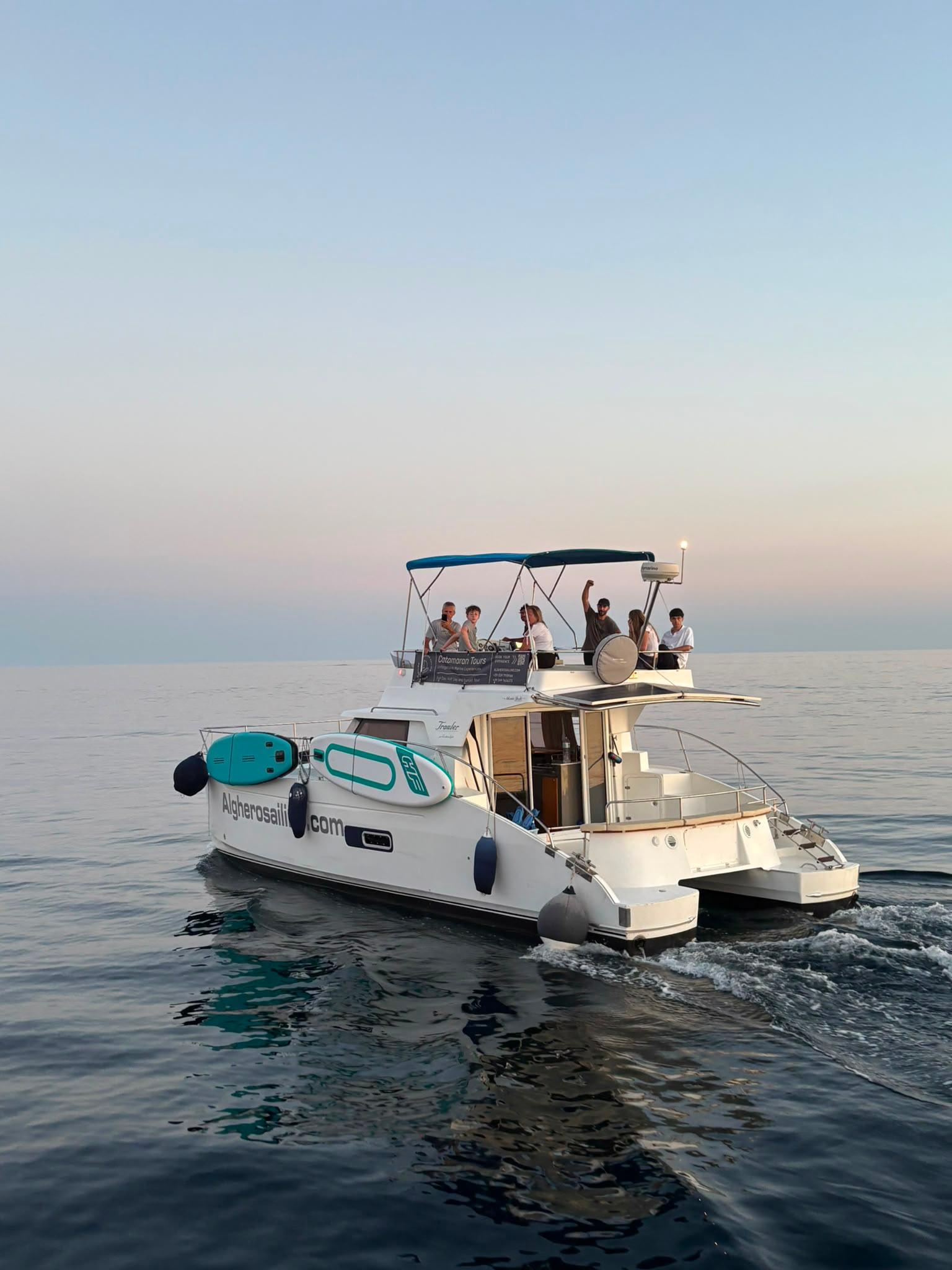 Alghero Sunset Motor Catamaran Cruise with Local Aperitif