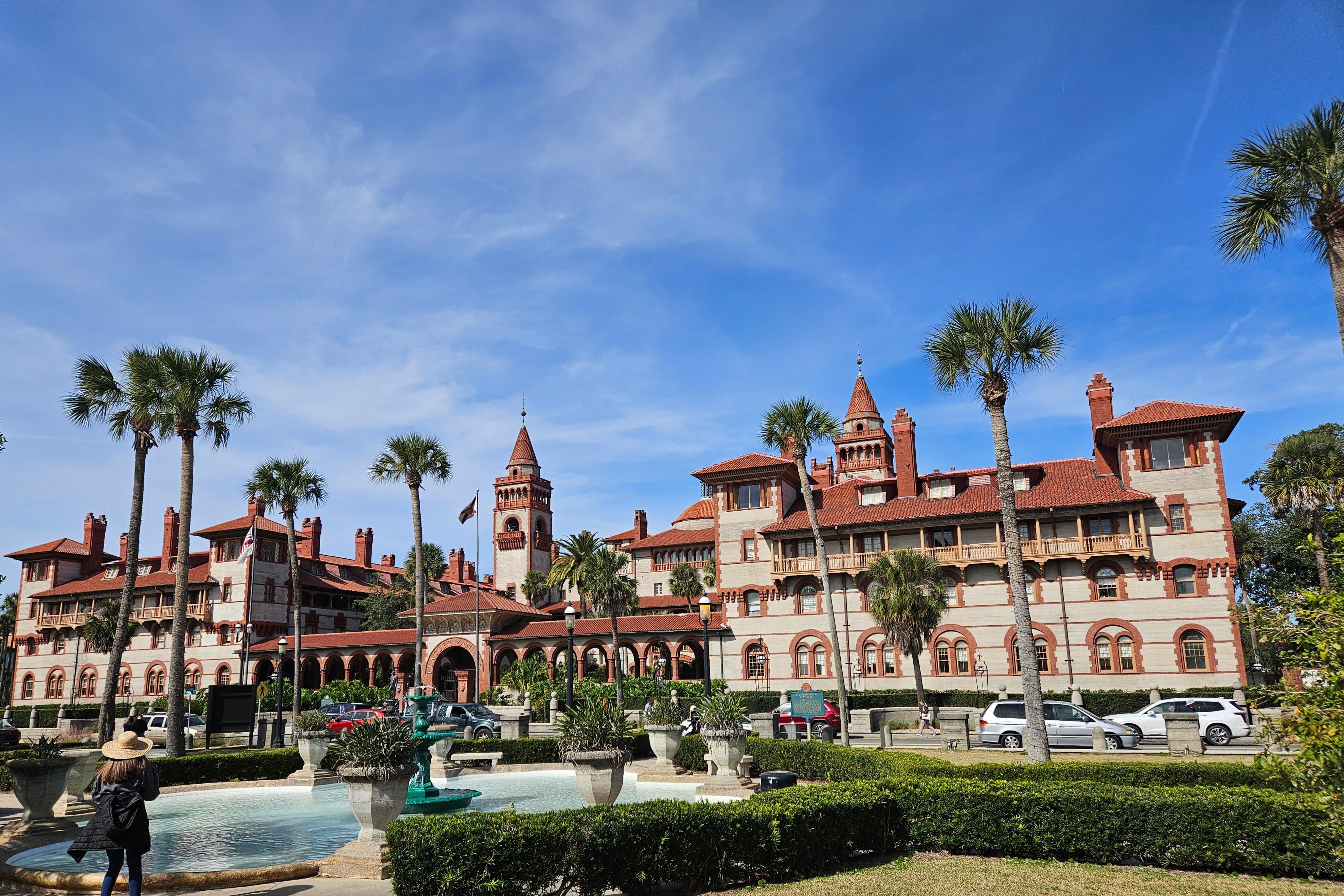 St Augustine trolley tour — narrated sightseeing trolley passing Spanish colonial architecture in the historic district