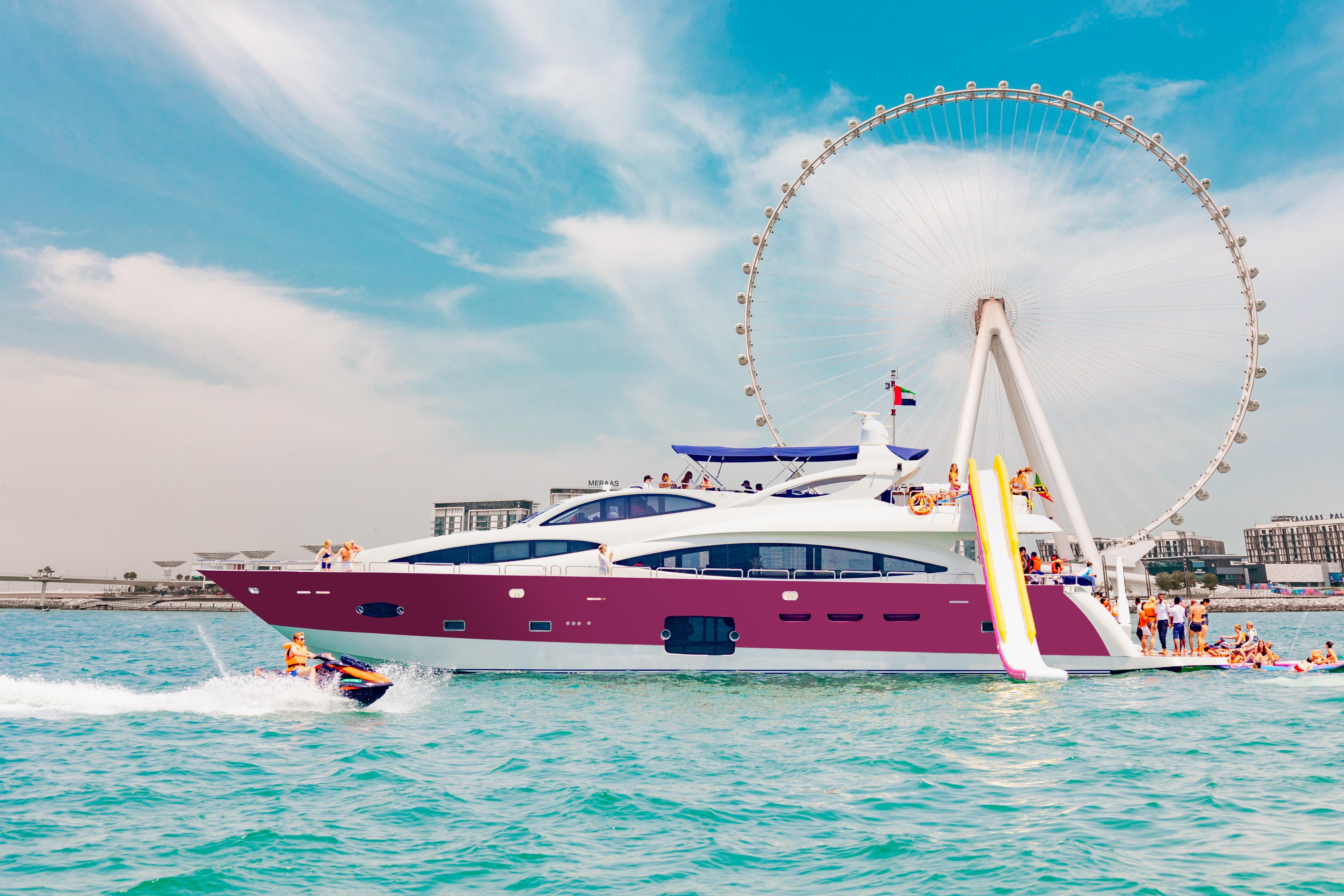 Dubai Coastline Luxury Yacht Cruise with BBQ & Inflatable Slide