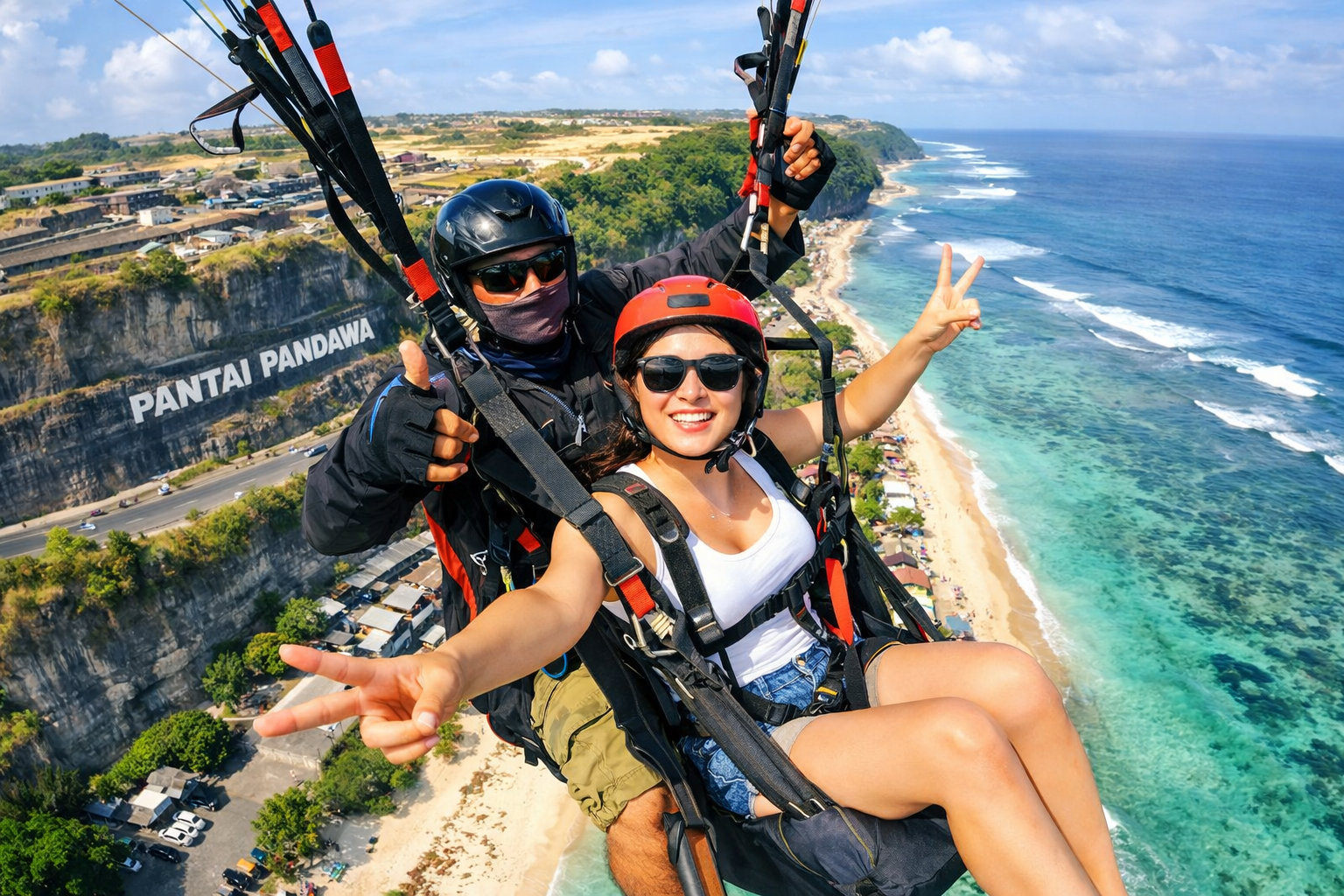 Tandem Paragliding Flight Over Pandawa Beach