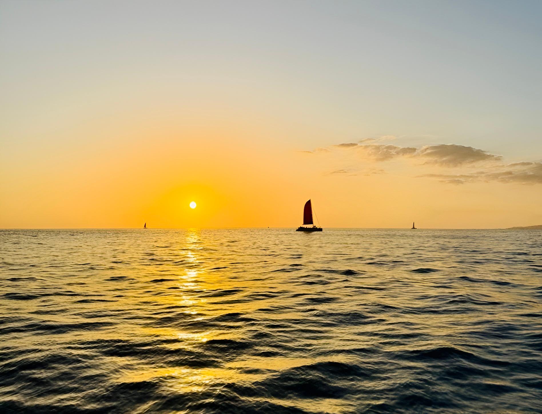 Waikiki Sunset Sail & Swim on a Sailing Catamaran