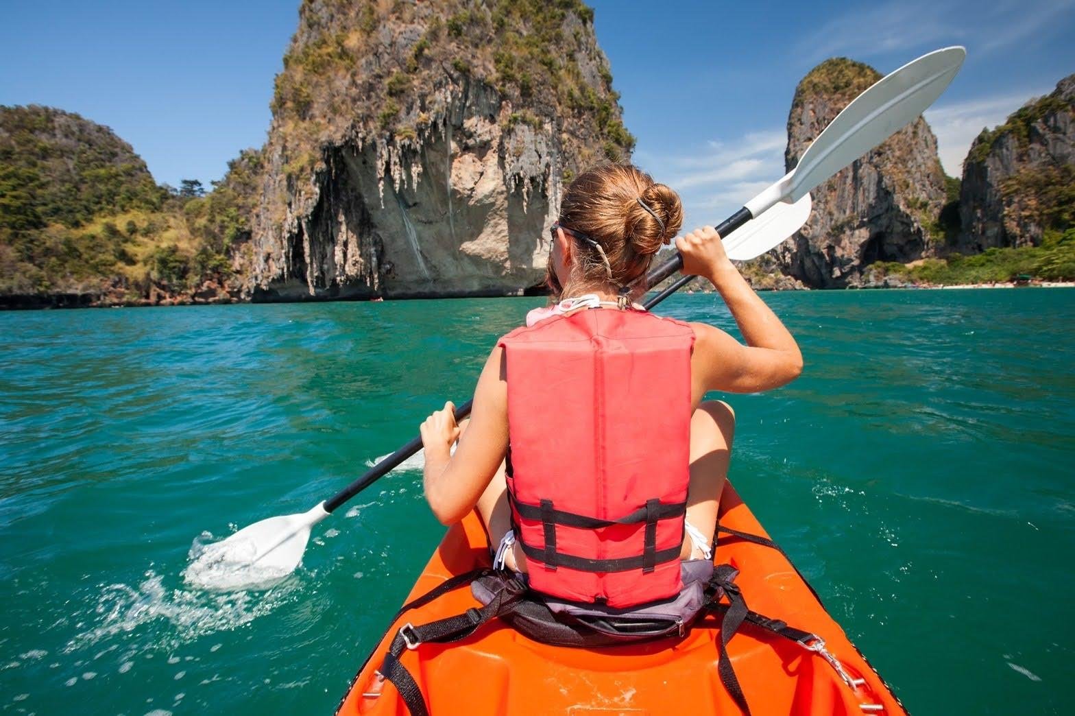 Krabi Hong Island Longtail Boat, Kayak & Snorkel Day Trip with Buffet Lunch