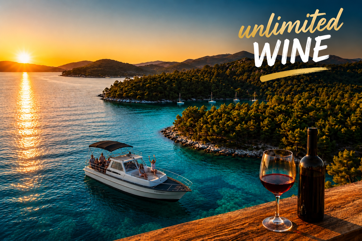 Zadar 3-Island Boat Tour with Swimming & Unlimited Wine