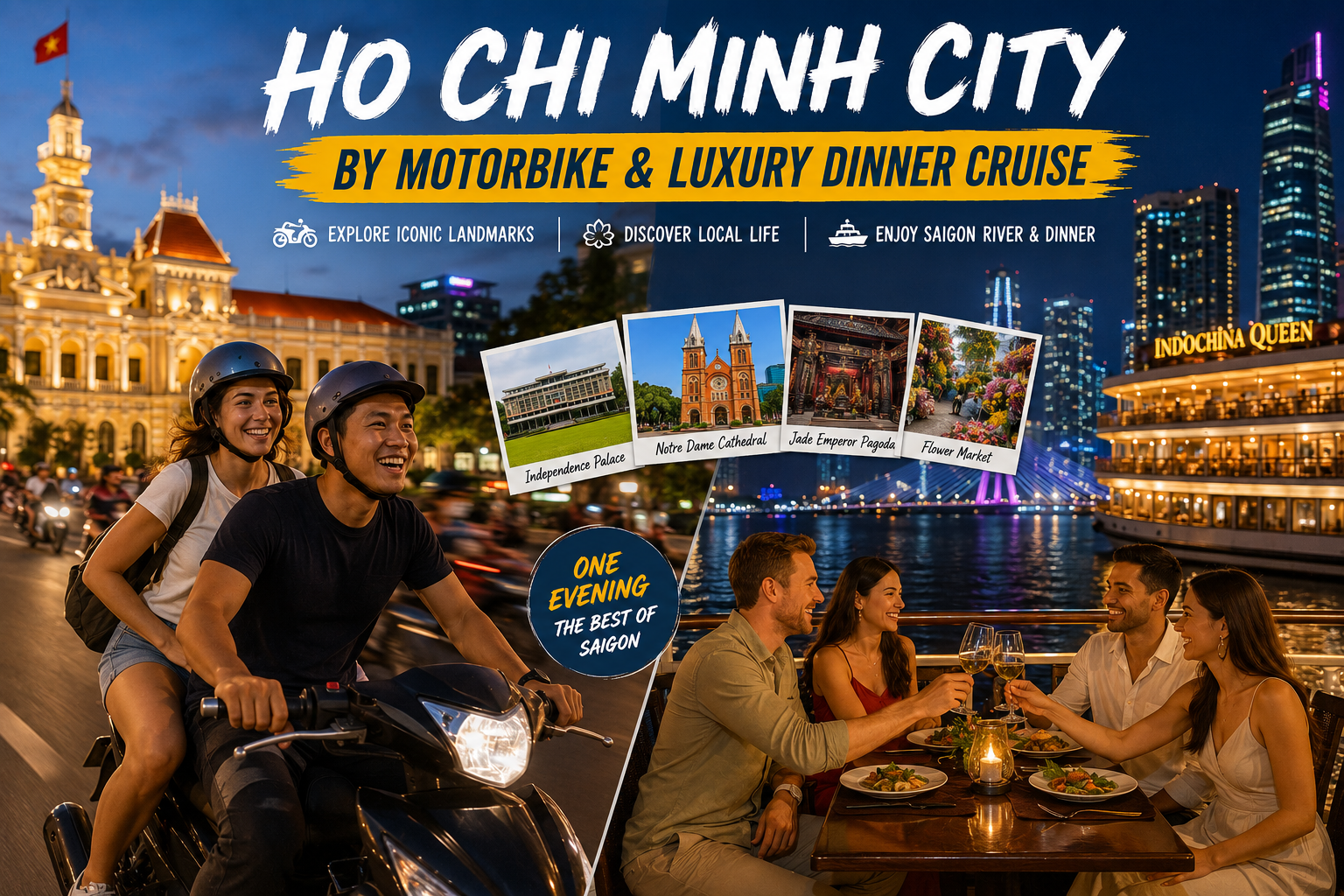 Ho Chi Minh City Motorbike Adventure & River Dinner Cruise